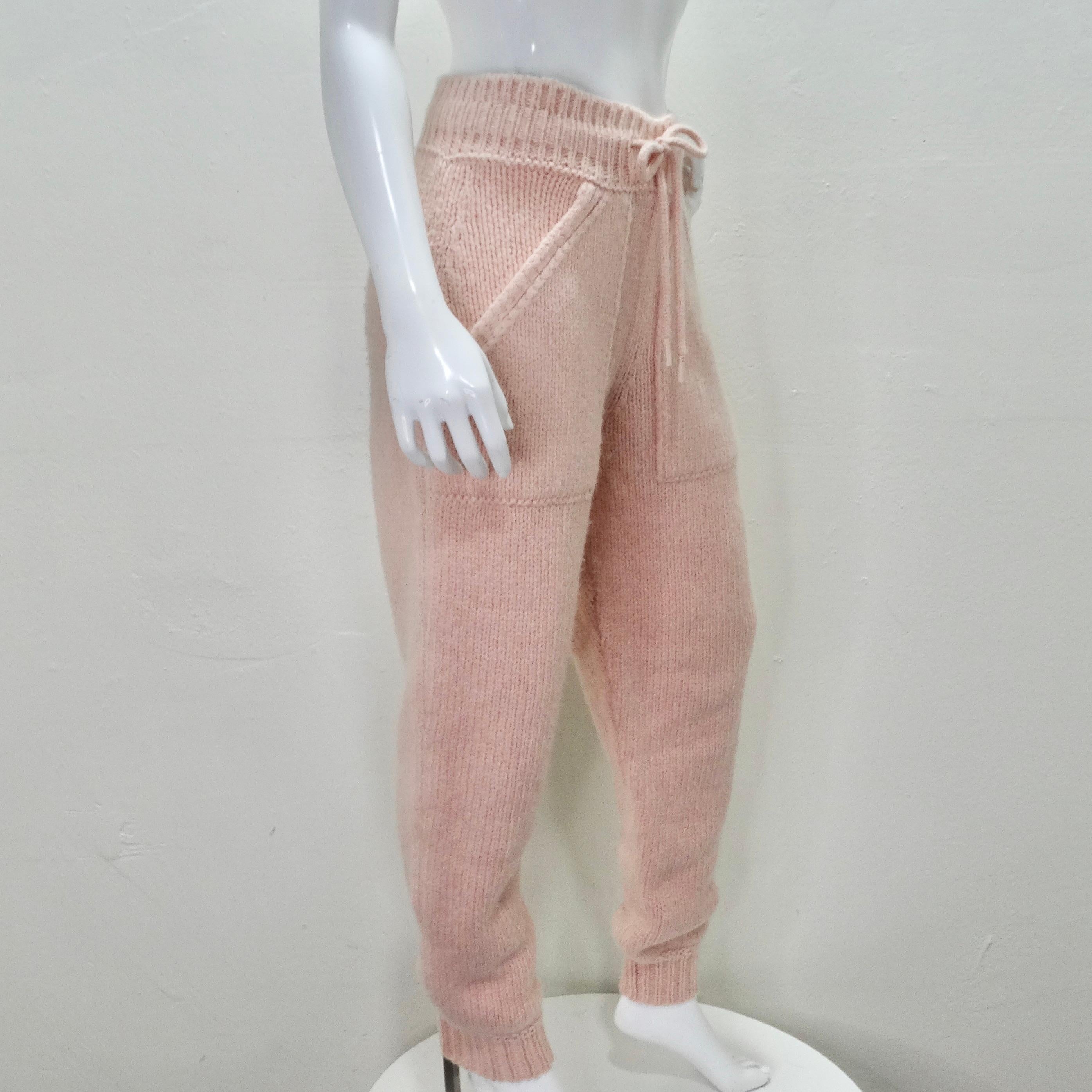 Chanel pré-automne 2021 - Pantalon jogger en tricot d'alpaga rose en vente 5