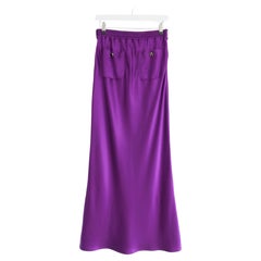 Chanel Pre Fall 2022 22A Purple Silk Patch Pocket Maxi Skirt