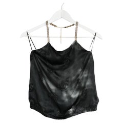 Chanel pre-addio 2022 Grigio CC Logo Devore Cristallo Halter Top