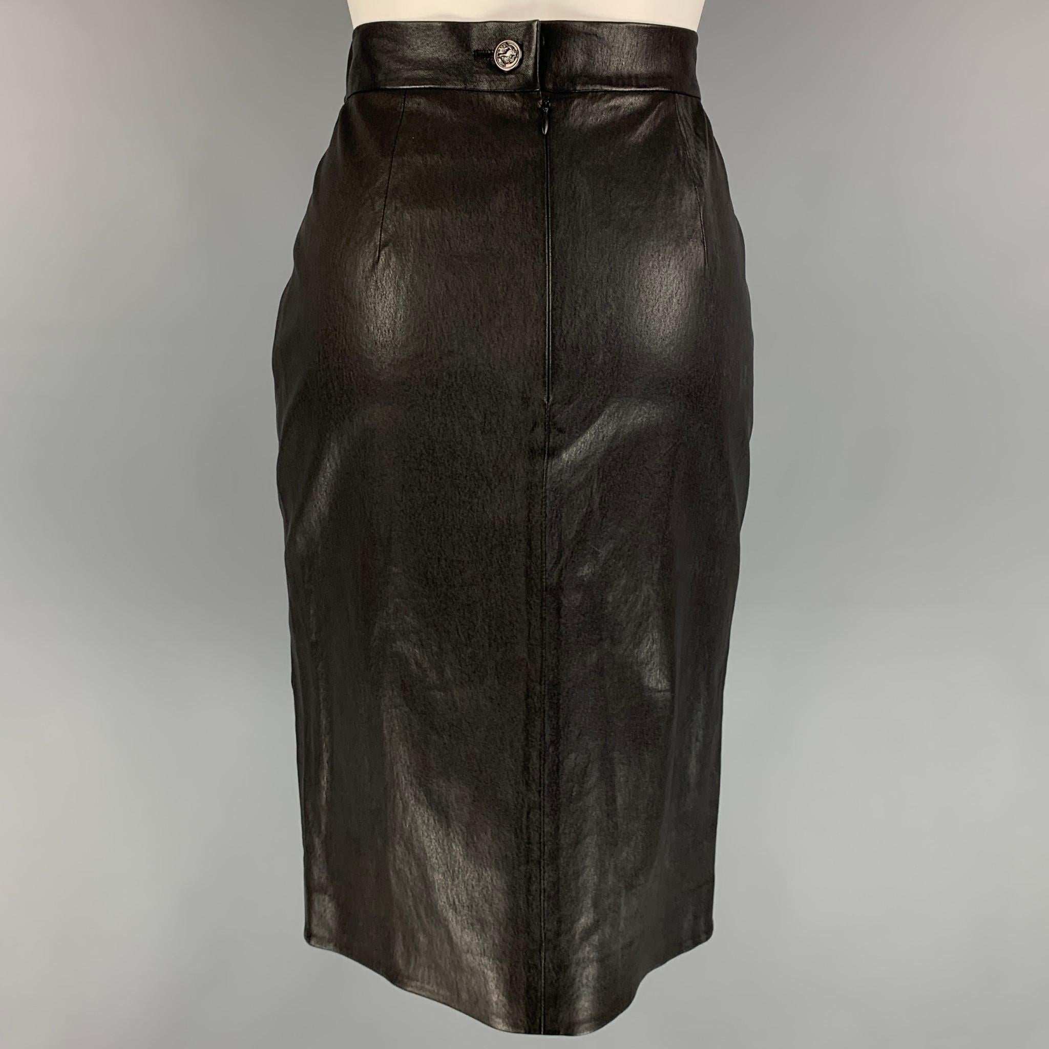 Women's CHANEL Pre-Fall Shanghai Collection 2010 Size 6 Black Camelia Applique Skirt