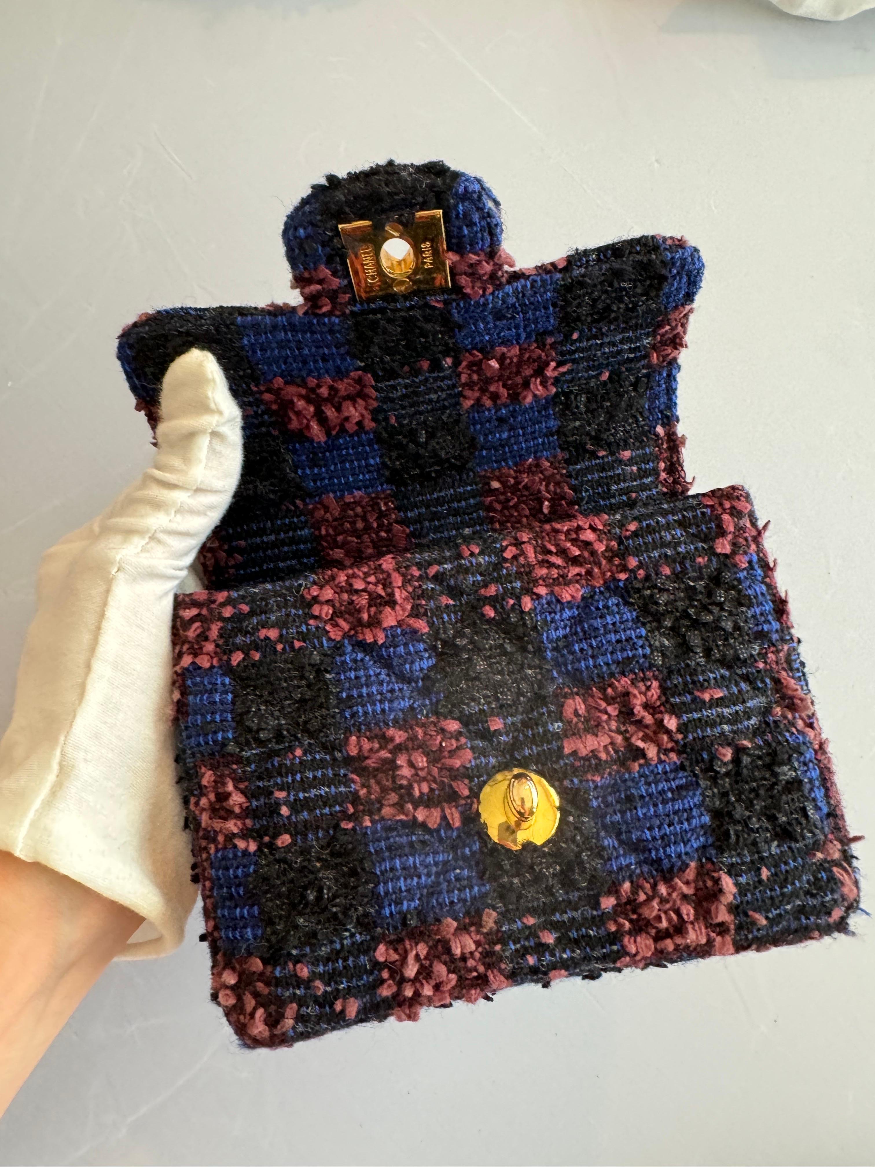 CHANEL Pre-Owned 1992 Micro Classic Flap Tweed Handbag 6