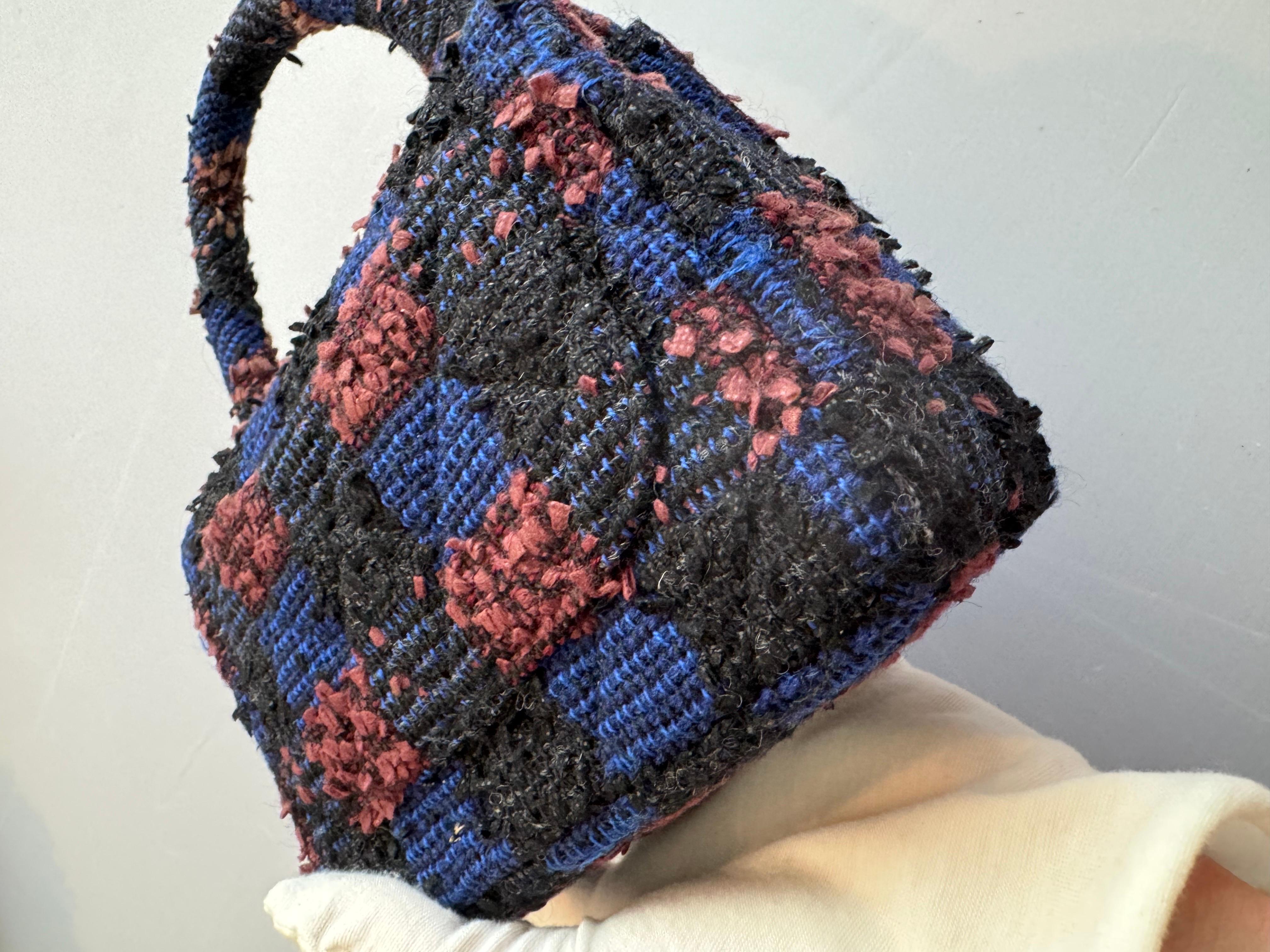 CHANEL Pre-Owned 1992 Micro Classic Flap Tweed Handbag 7
