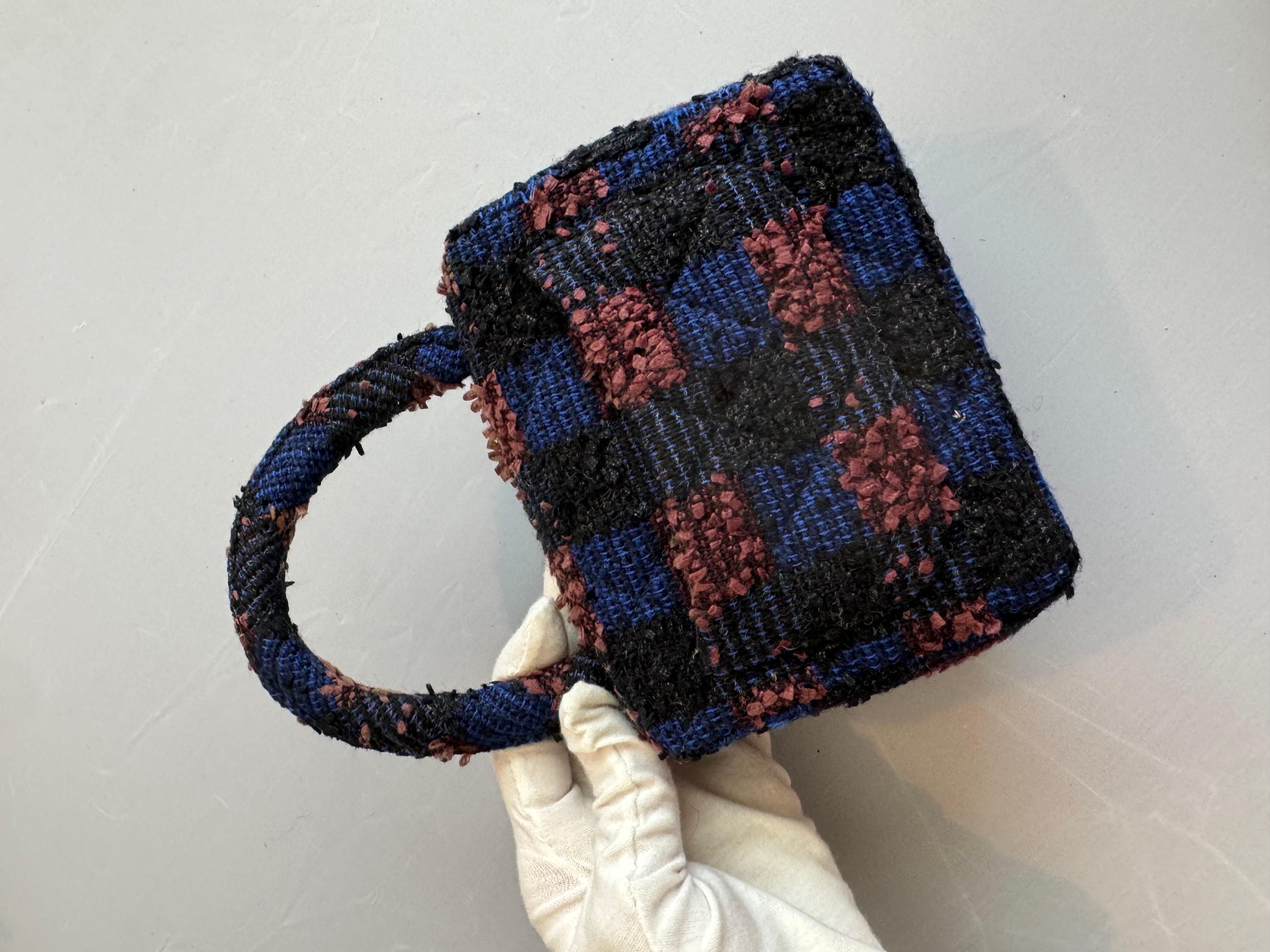 CHANEL Pre-Owned 1992 Micro Classic Flap Tweed Handbag 3