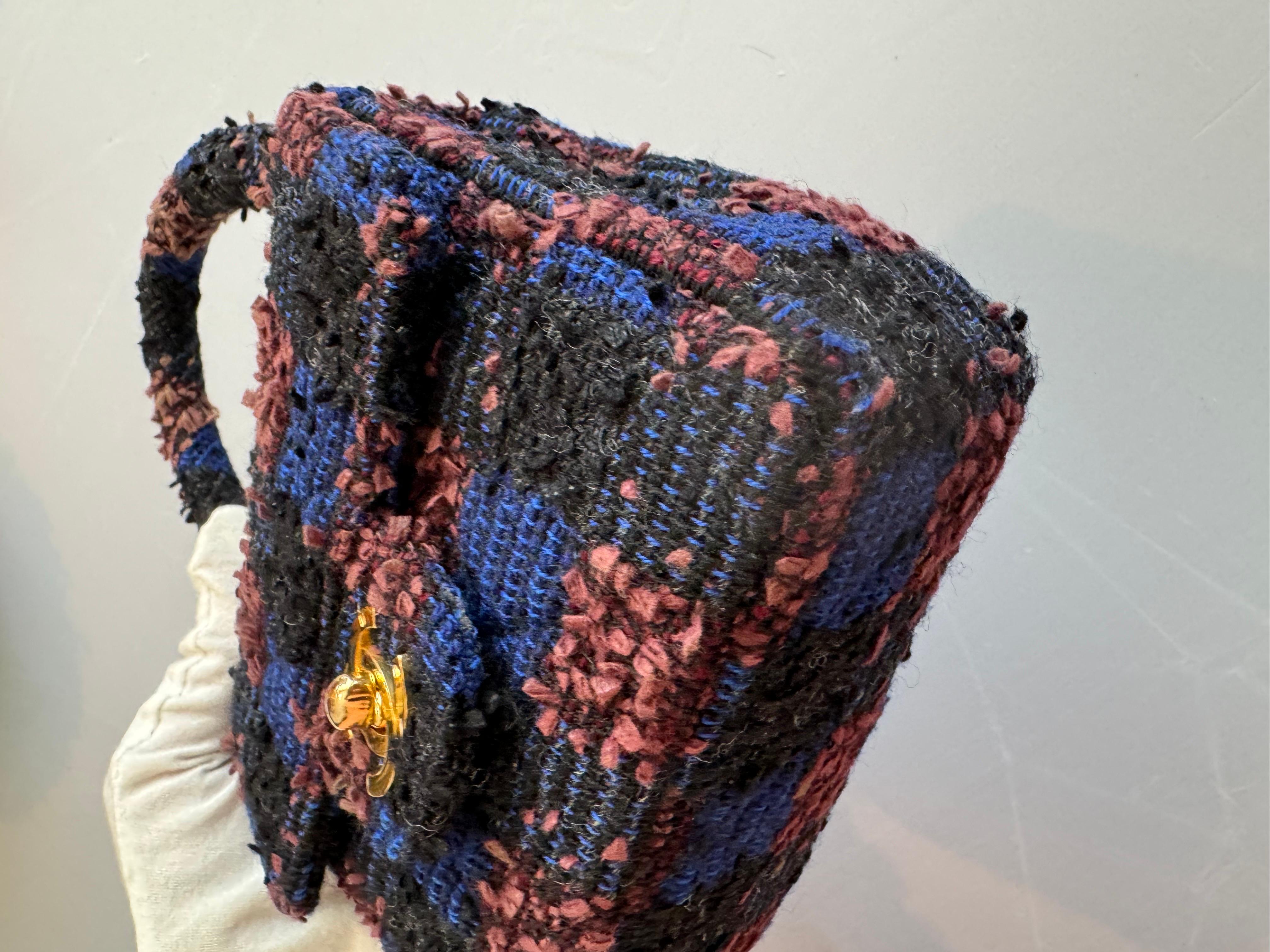 CHANEL Pre-Owned 1992 Micro Classic Flap Tweed Handbag 4