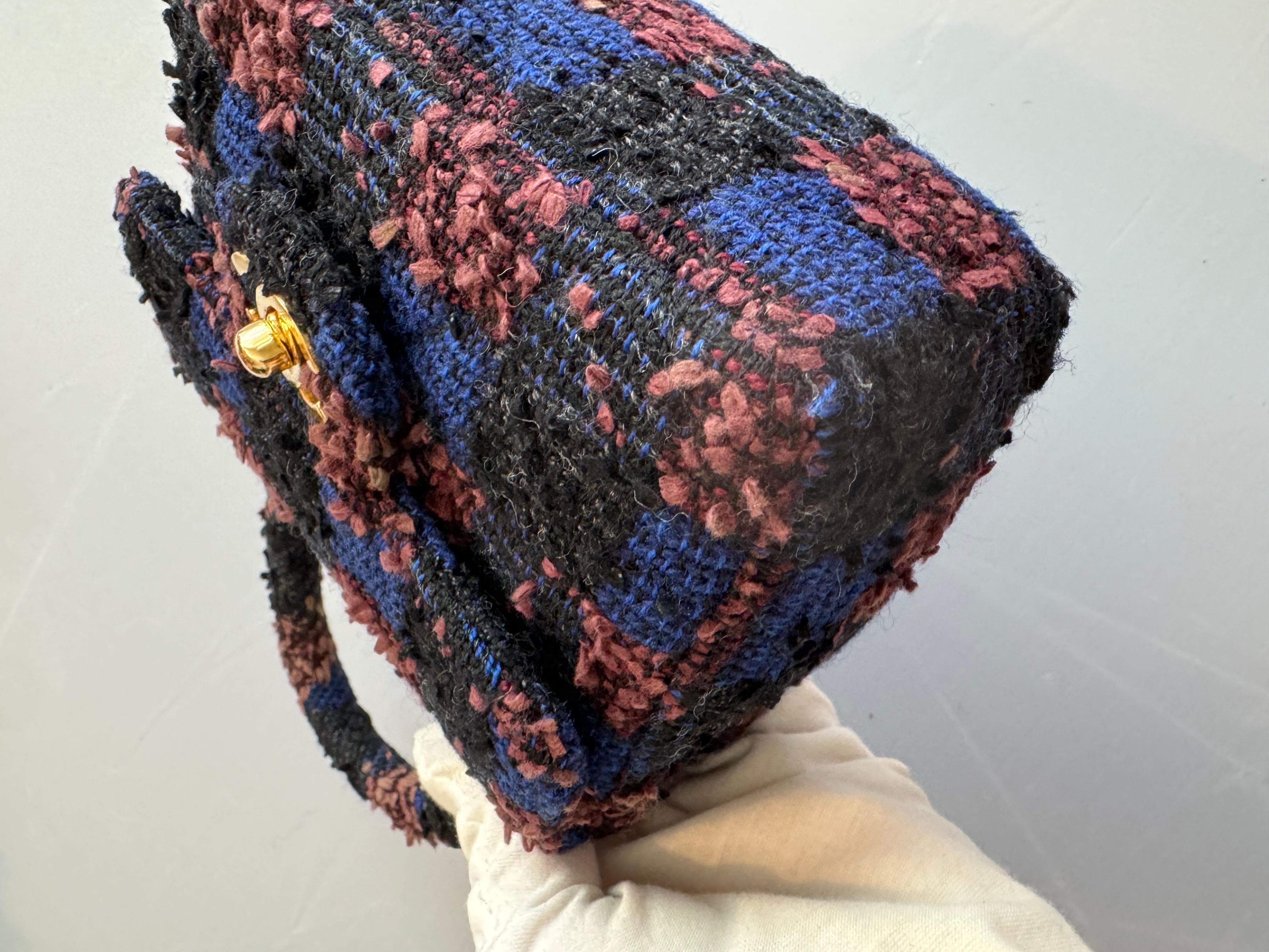 CHANEL Pre-Owned 1992 Micro Classic Flap Tweed Handbag 5