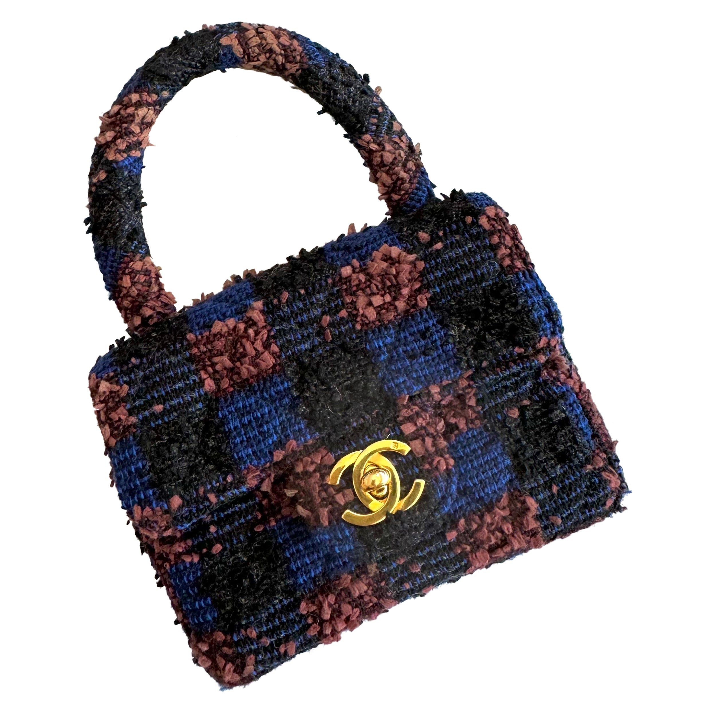CHANEL Pre-Owned 1992 Micro Classic Flap Tweed Handbag