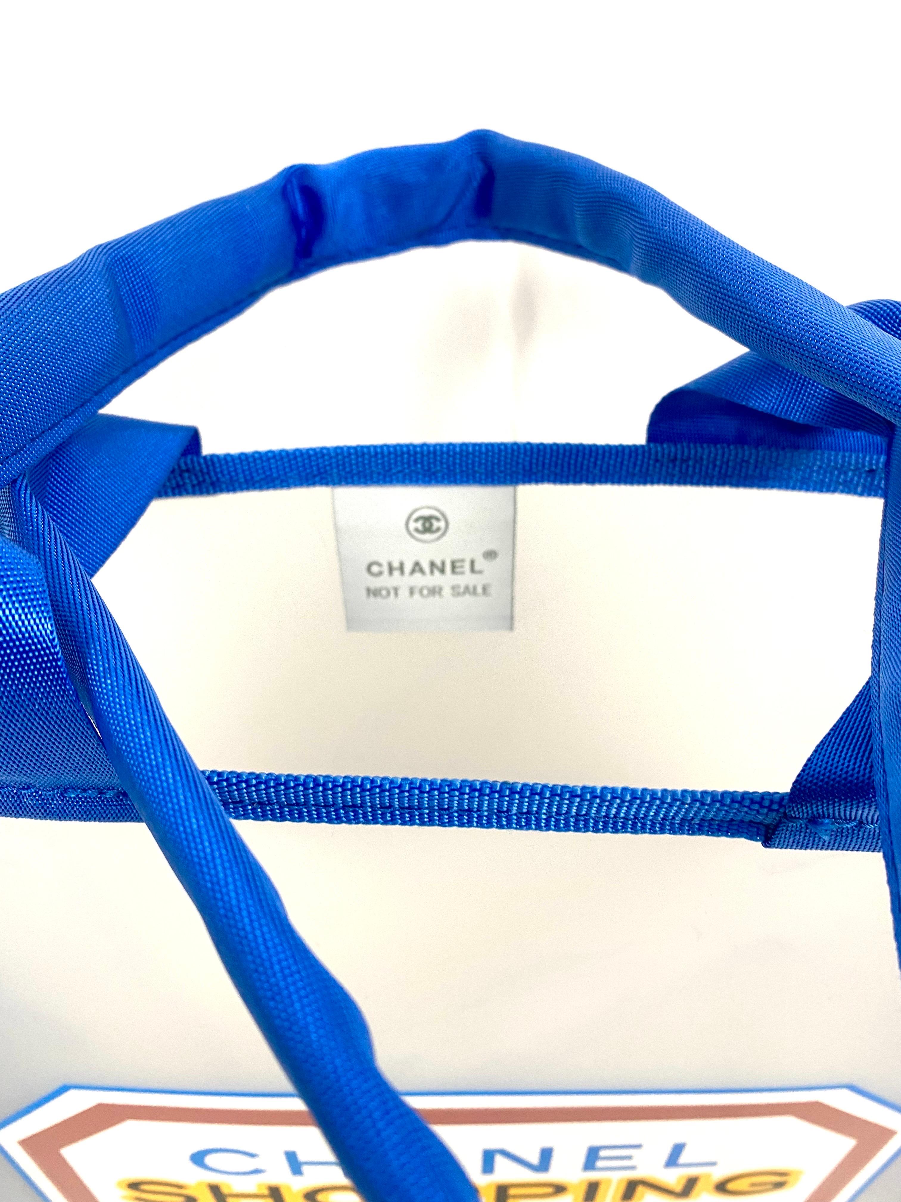 Blue Chanel Pre-owned 2014 logo print transparent tote bag For Sale