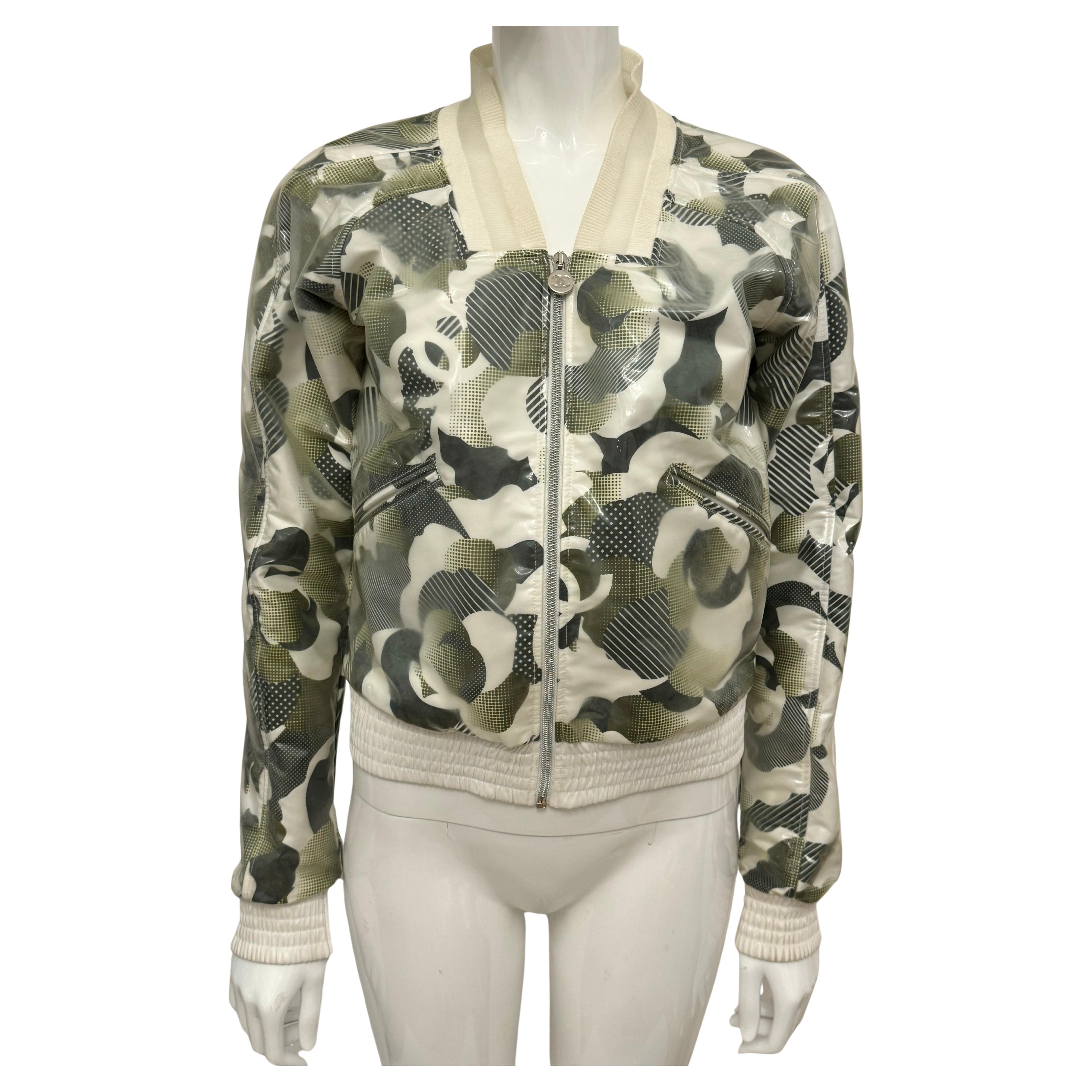 Chanel Pre Spring 2017 CC logo and camélia bomber jacket by Karl Lagerfeld For Sale