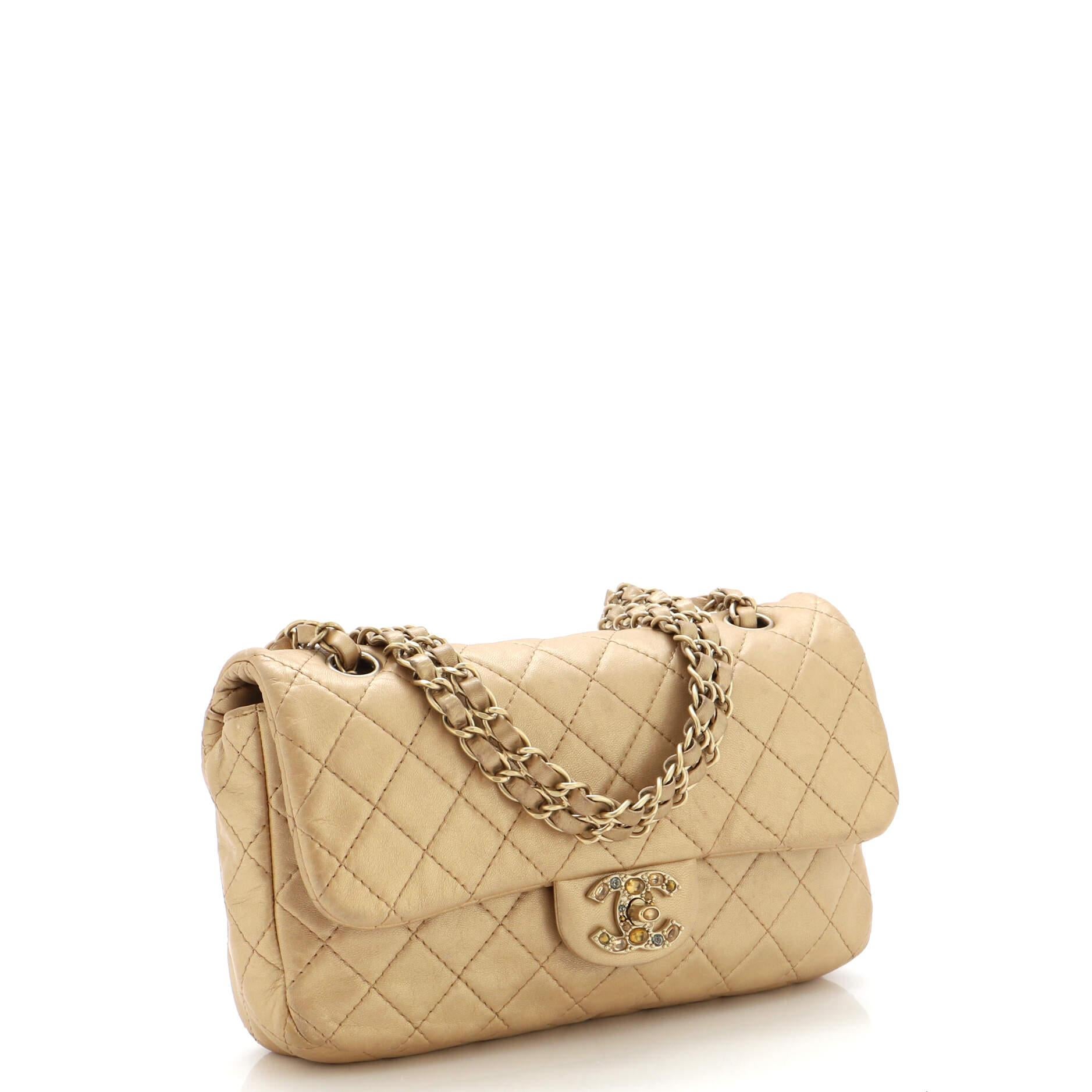 Chanel Precious Jewel Flap Bag Quilted Lambskin Medium In Good Condition For Sale In NY, NY