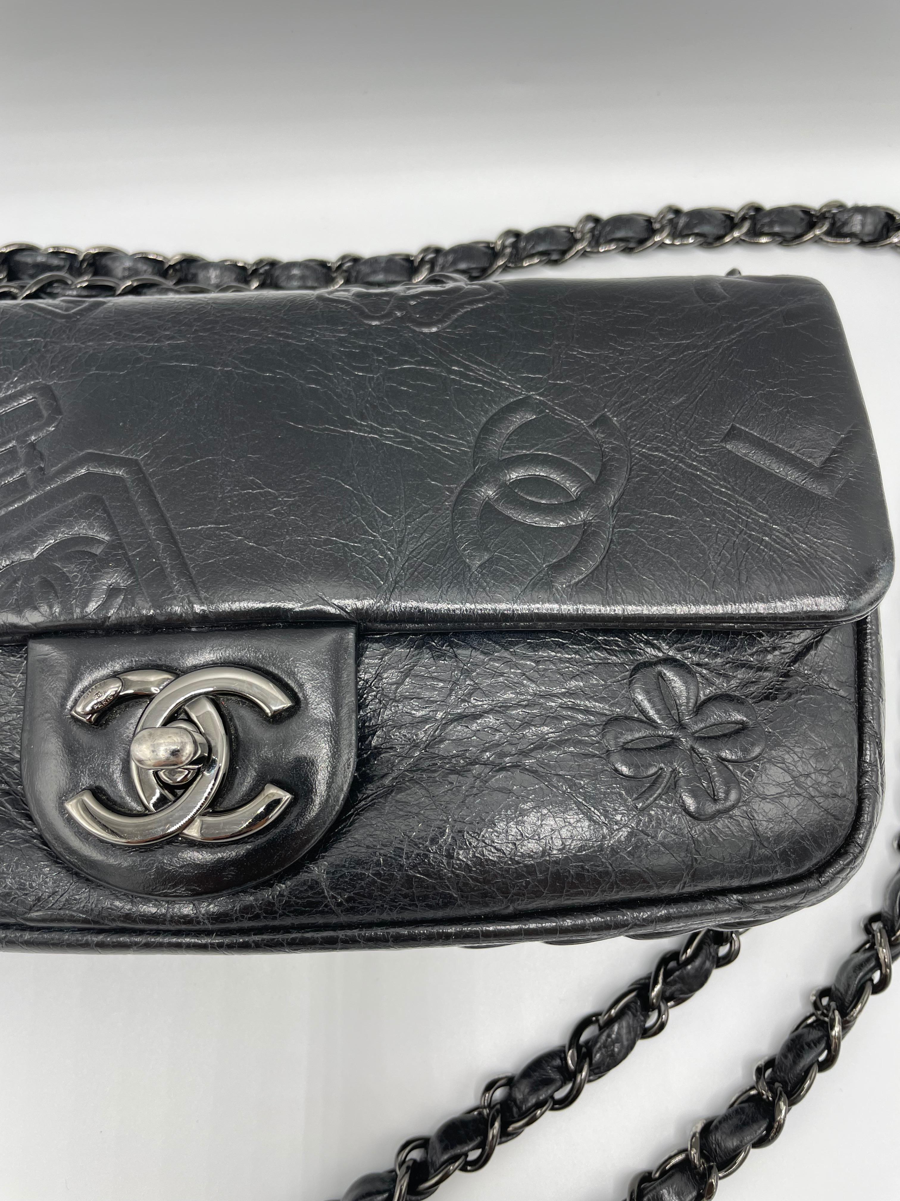Chanel Precious Symbols Flap Embossed Leather In Good Condition In Palm Beach, FL