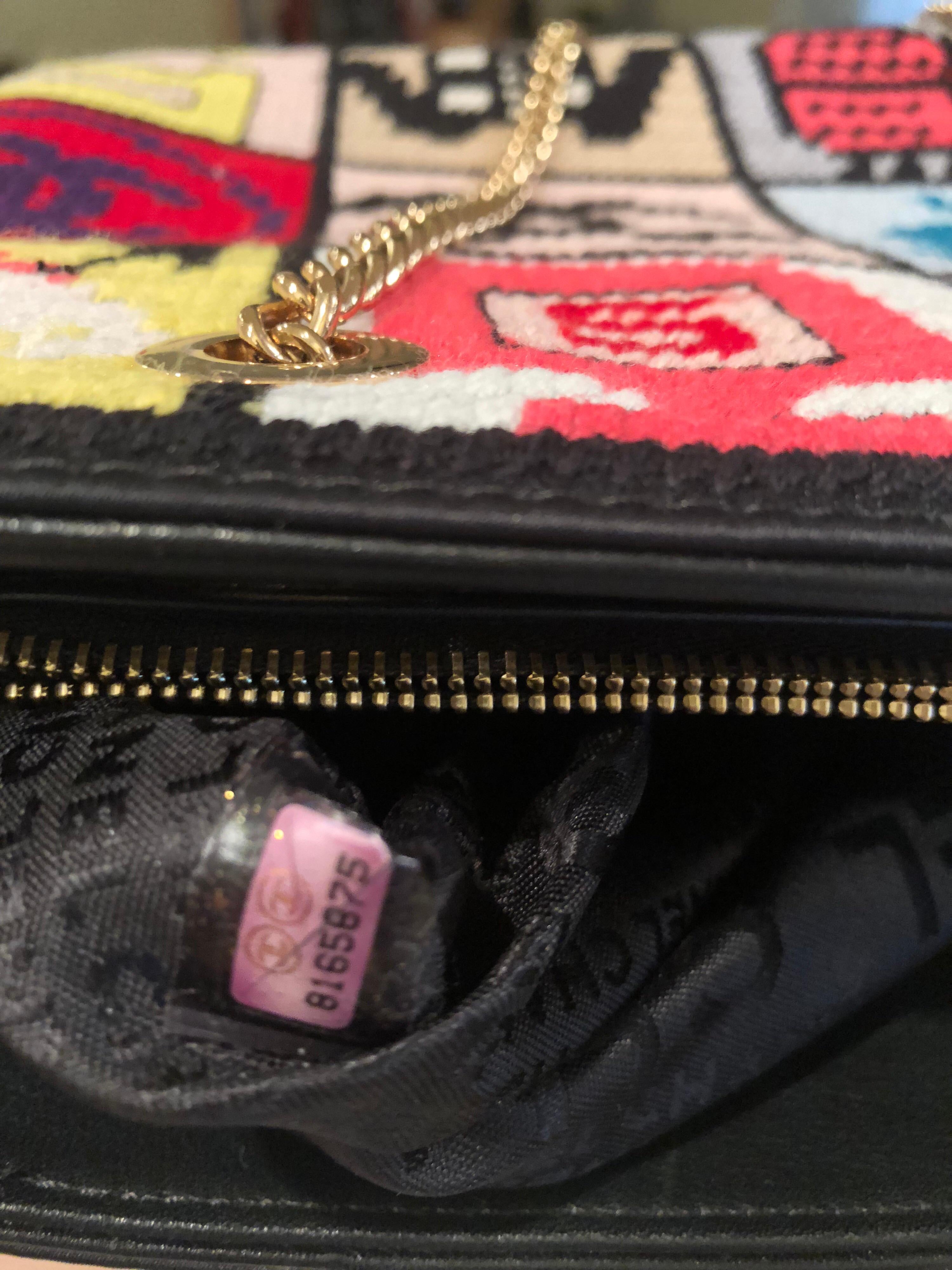 Brown Chanel Precious Symbols Needlepoint Gold Chain Shoulder Bag