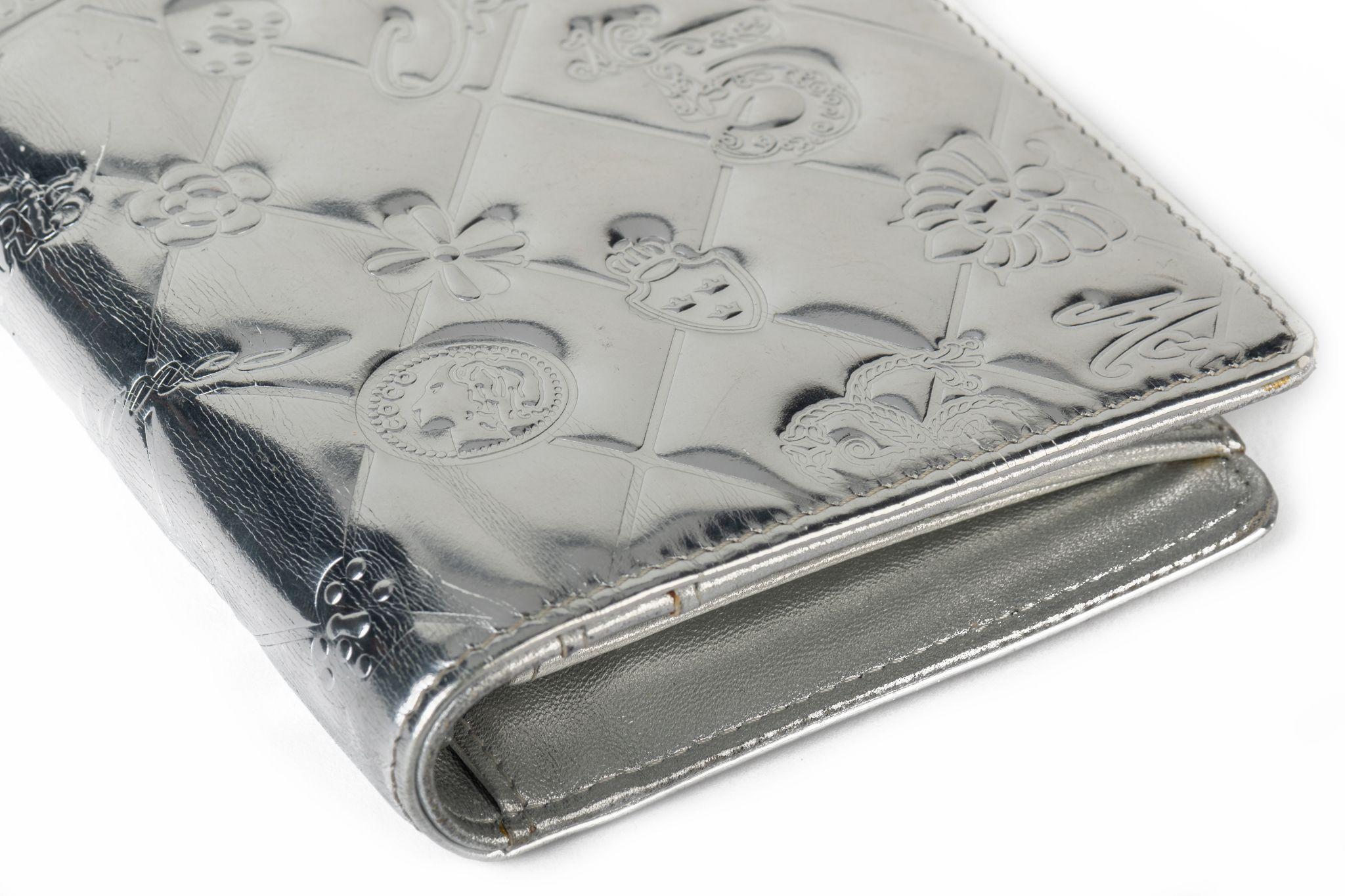 Black Chanel Preloved Silver Symbols Wallet For Sale