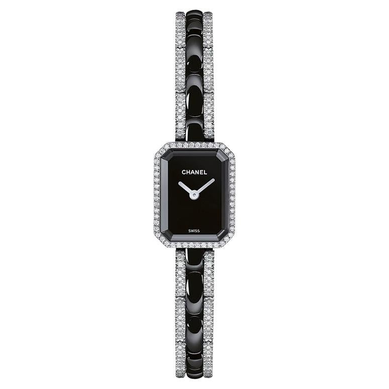 Chanel Premiere 18 Karat White Diamond and Black Ceramic Quartz Watch H2147