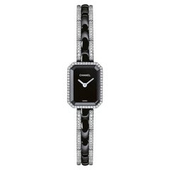 Chanel Premiere 18 Karat White Diamond and Black Ceramic Quartz Watch H2147