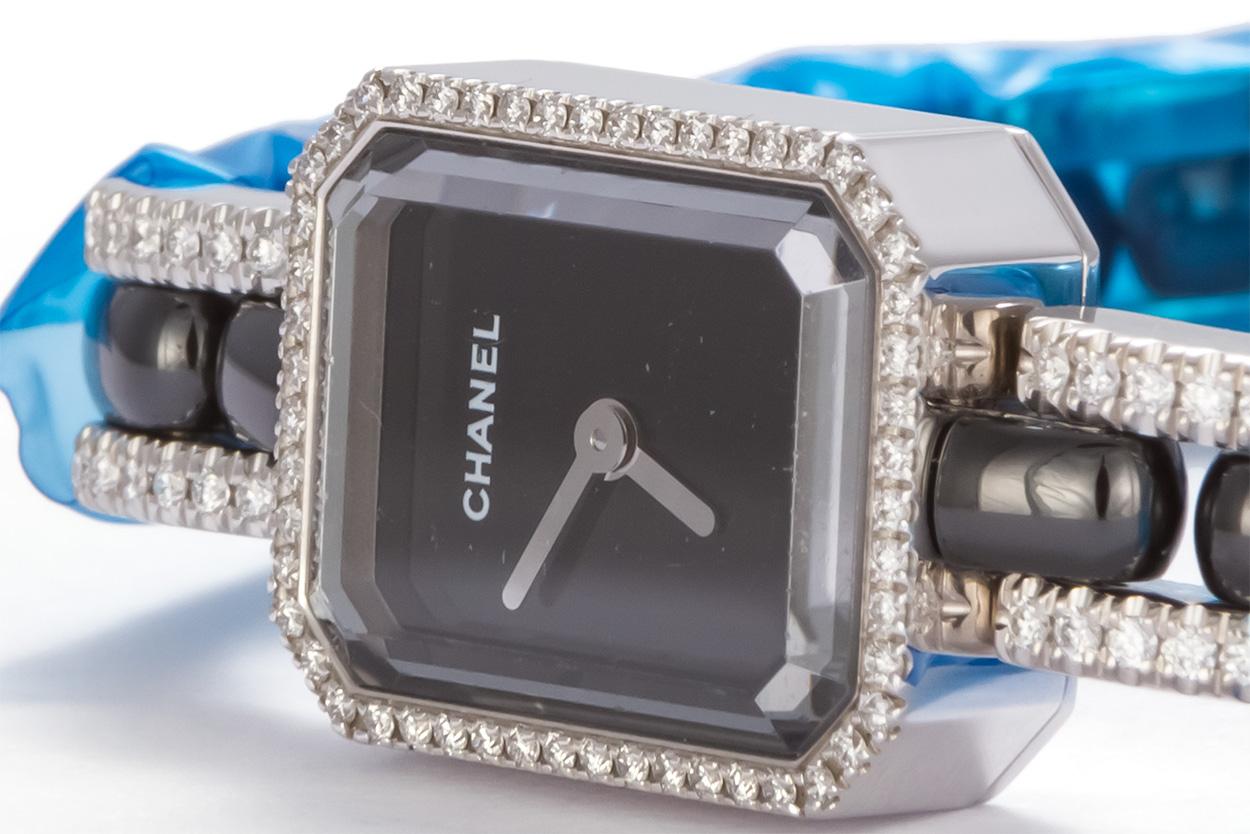 Chanel Premiere 18 Karat White Diamond and Black Ceramic Quartz Watch H2147 5