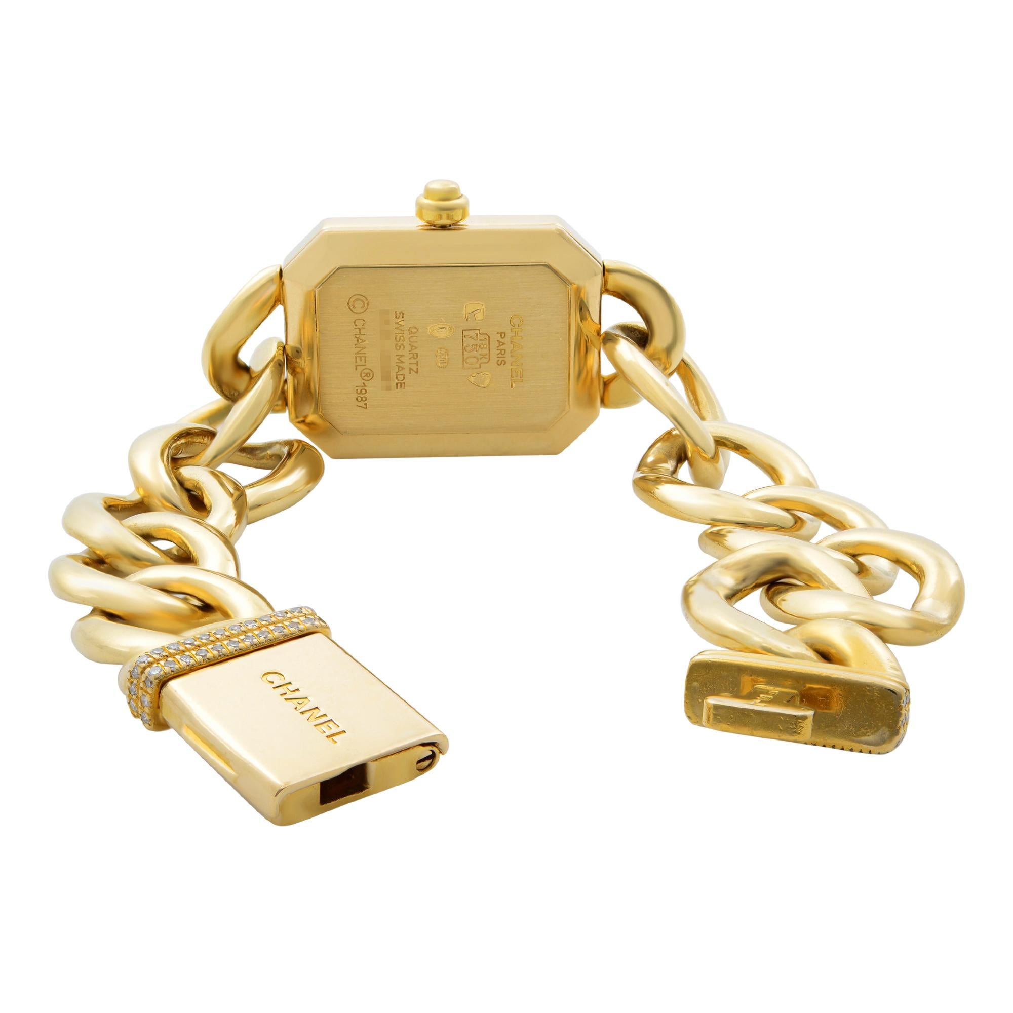 Women's Chanel Premiere 18k Yellow Gold Diamond Black Dial Quartz Ladies Watch H3258