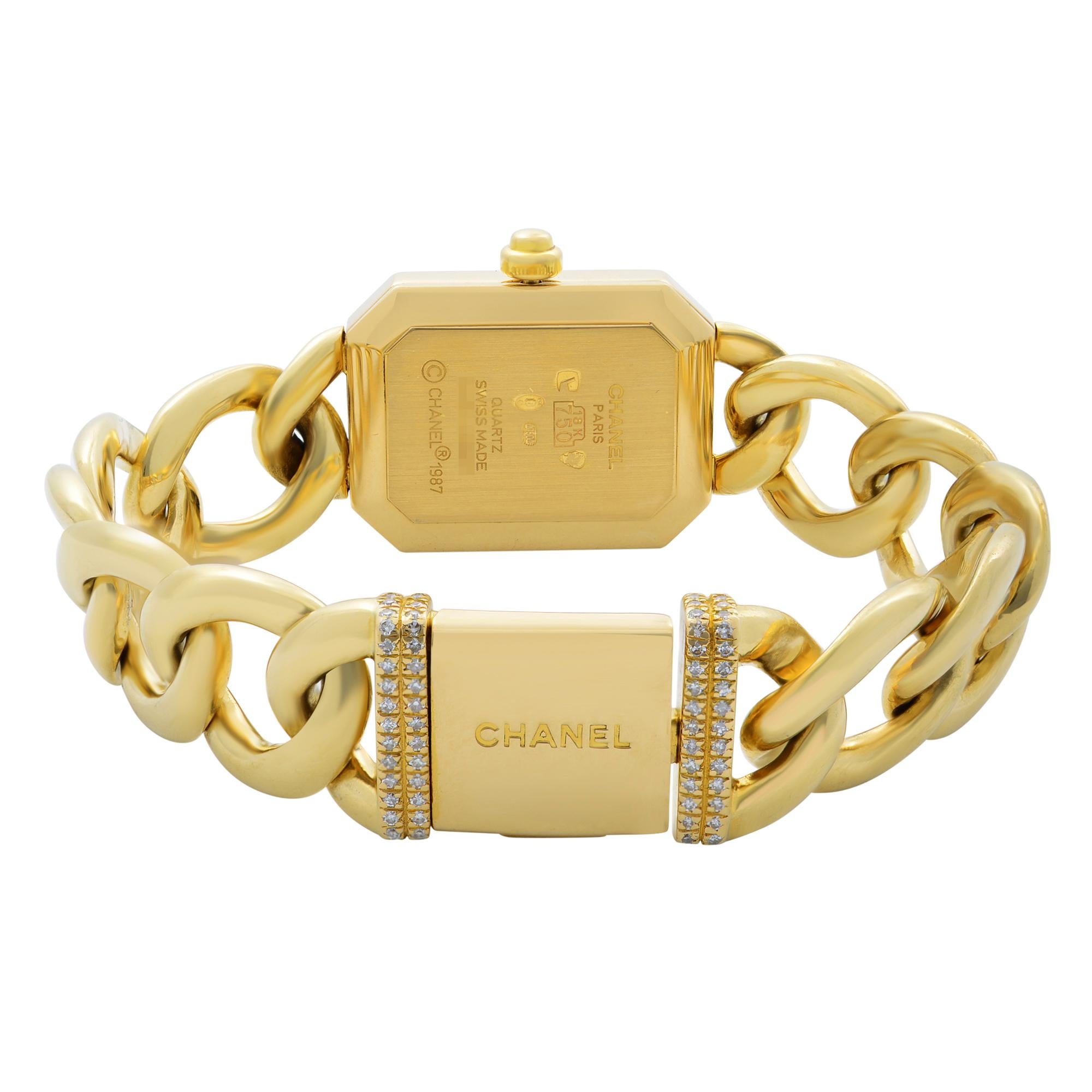 Chanel Premiere 18k Yellow Gold Diamond Black Dial Quartz Ladies Watch H3258 1