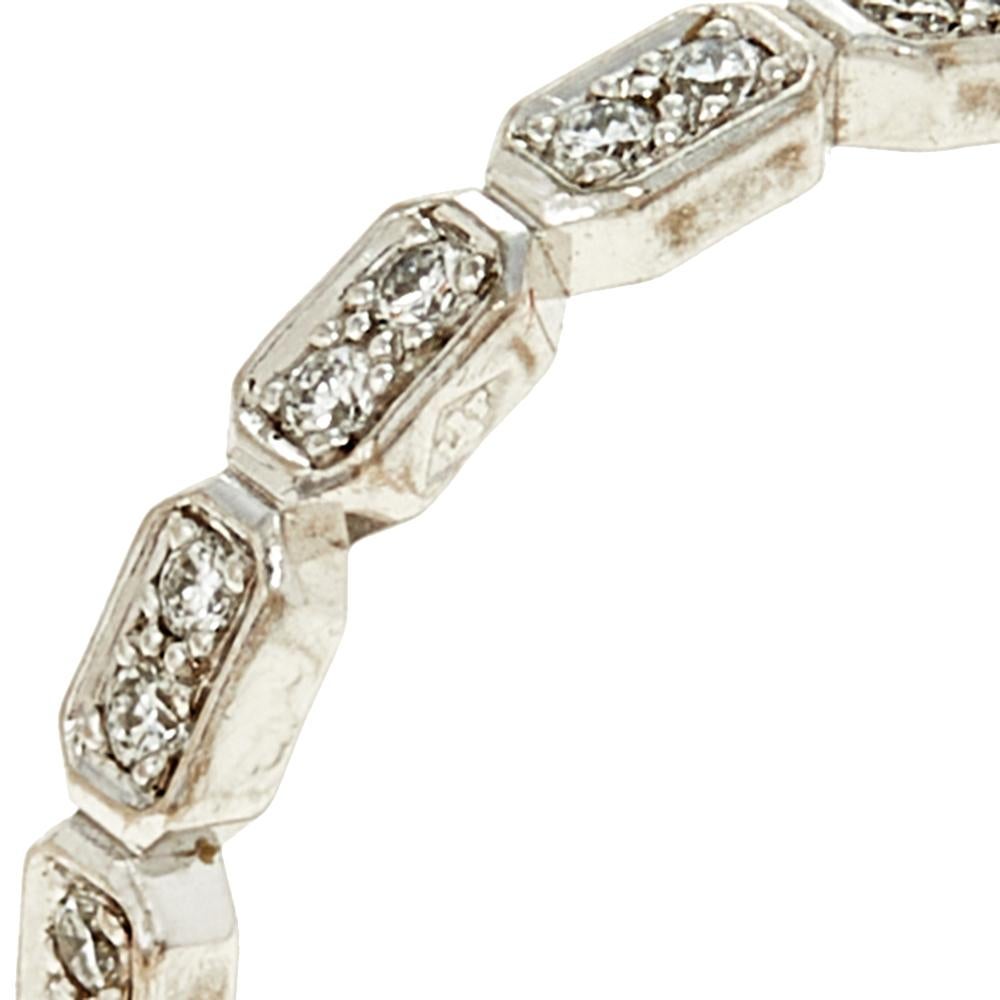 Mixed Cut Chanel Premiere Diamond 18K White Gold Eternity Band Ring Size 52