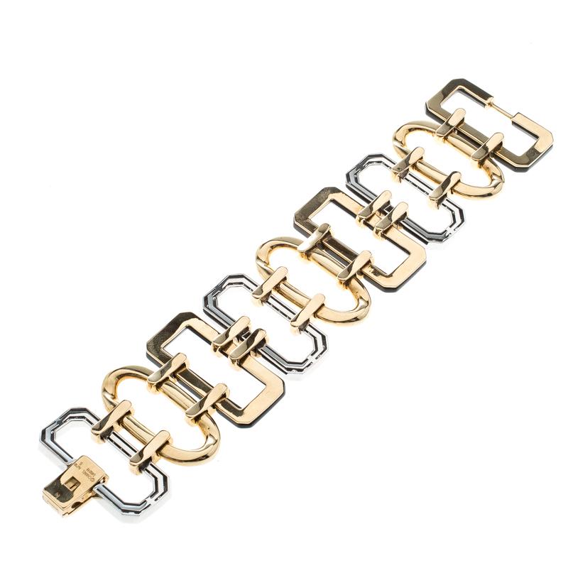 Women's Chanel Première Diamond Onyx & 18K Yellow Gold Chain Link Bracelet