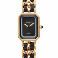 CHANEL Premiere Gold Plated Black Dial Quartz Ladies Watch H0001