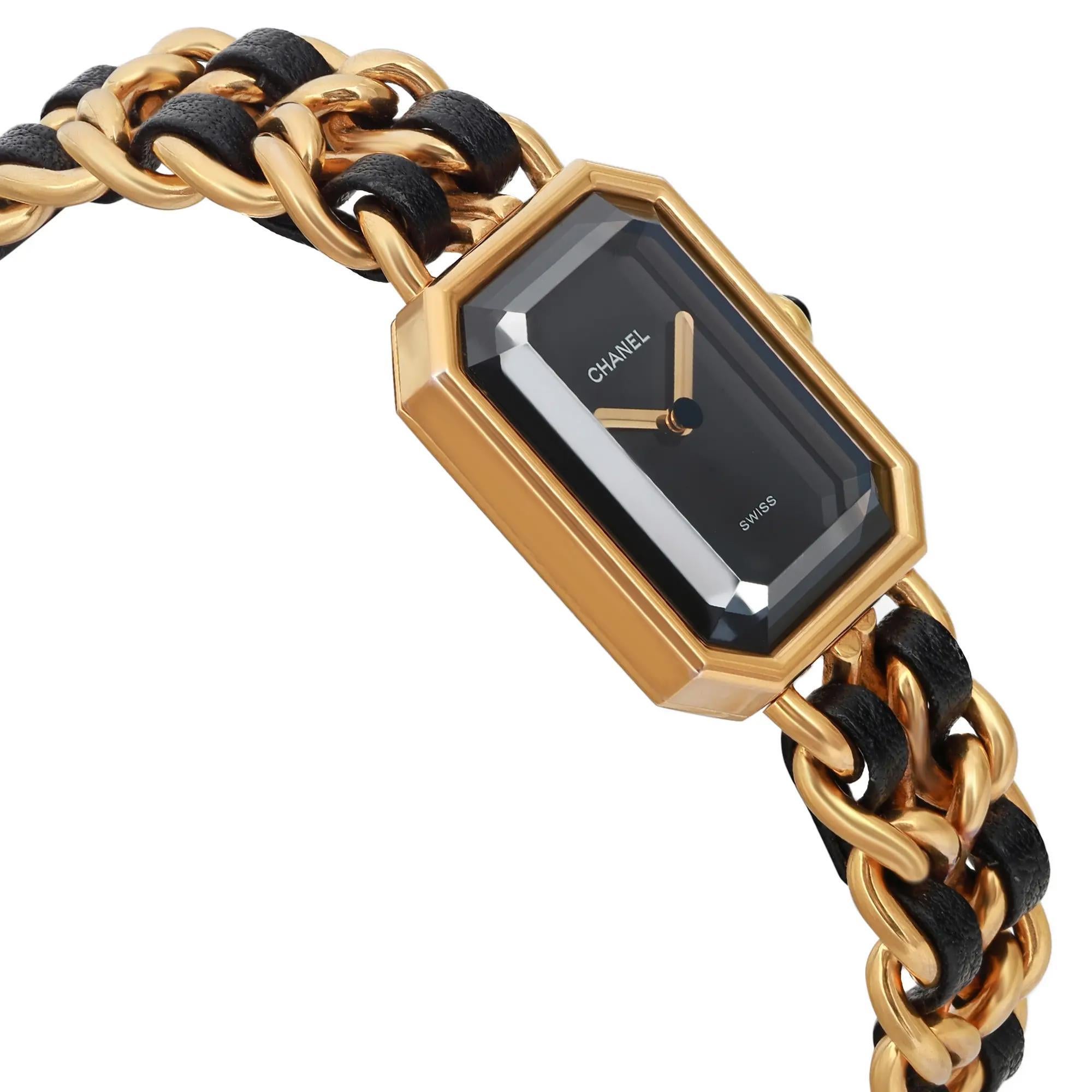 Women's CHANEL Premiere Gold Plated Black Dial Quartz Ladies Watch H0001