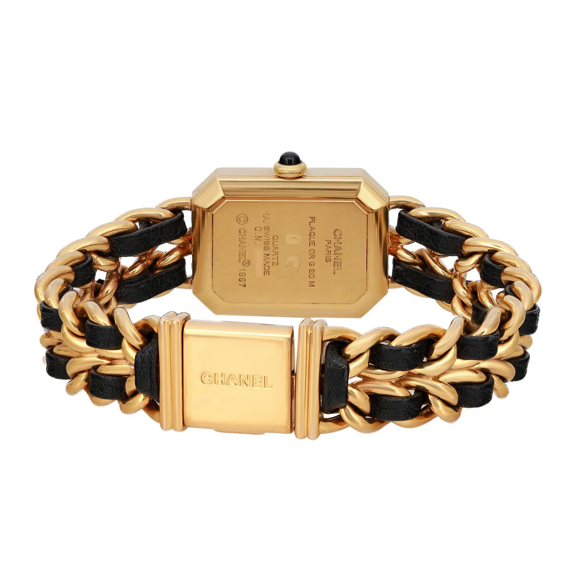 CHANEL Premiere Gold Plated Black Dial Quartz Ladies Watch H0001 1