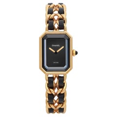 CHANEL Premiere Gold Plated Black Dial Quartz Ladies Watch H0001