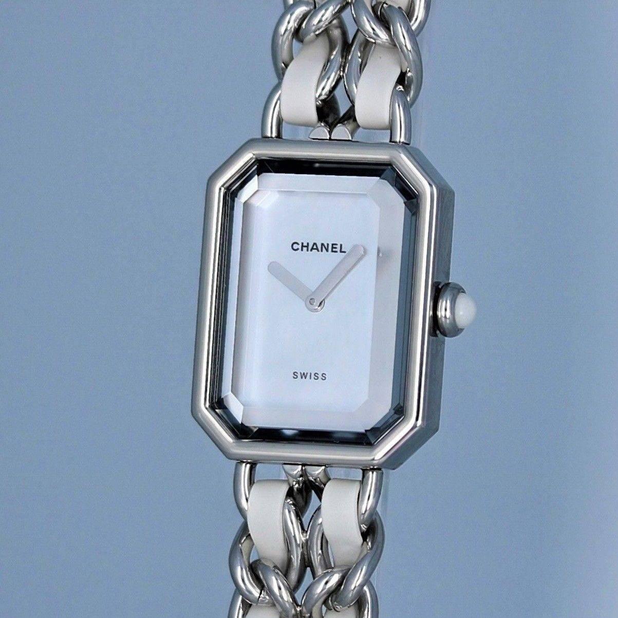 Brand Name  Chanel 
Style Number  H1639 
Series  Premiere 
Gender  Ladies 
Case Material  Stainless Steel 
Dial Color  Mother of Pearl 
Movement  Quartz 
Functions  Hours, Minutes 
Crystal Material  Sapphire 
Case Diameter  19.5mm x 15mm 
Caseback 