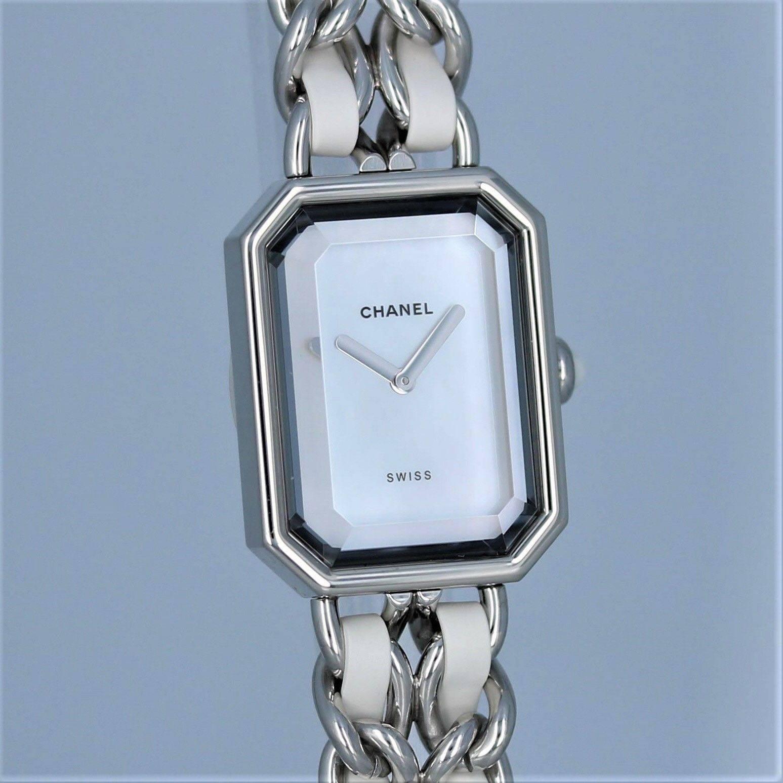 Chanel Ladies Stainless Steel Premiere Mother-of-Pearl Dial Quartz Wristwatch In New Condition In Los Angeles, CA