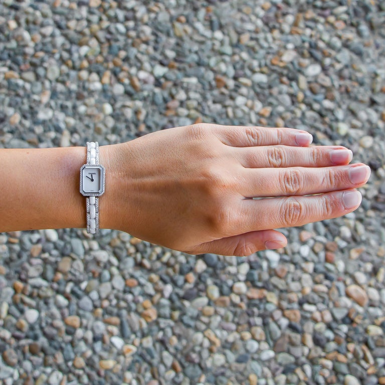 Rare Chanel Premiere Mini White Ceramic Watch With Diamonds 1.49 Carats 18K  Gold at 1stDibs