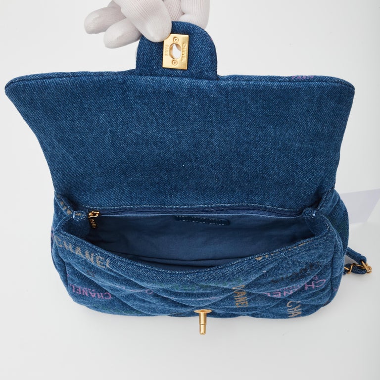 Chanel Printed CC Blue Denim Large Graffiti Flap Bag (2022) For Sale at ...