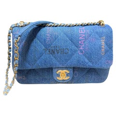 Chanel Printed CC Blue Denim Large Graffiti Flap Bag (2022)