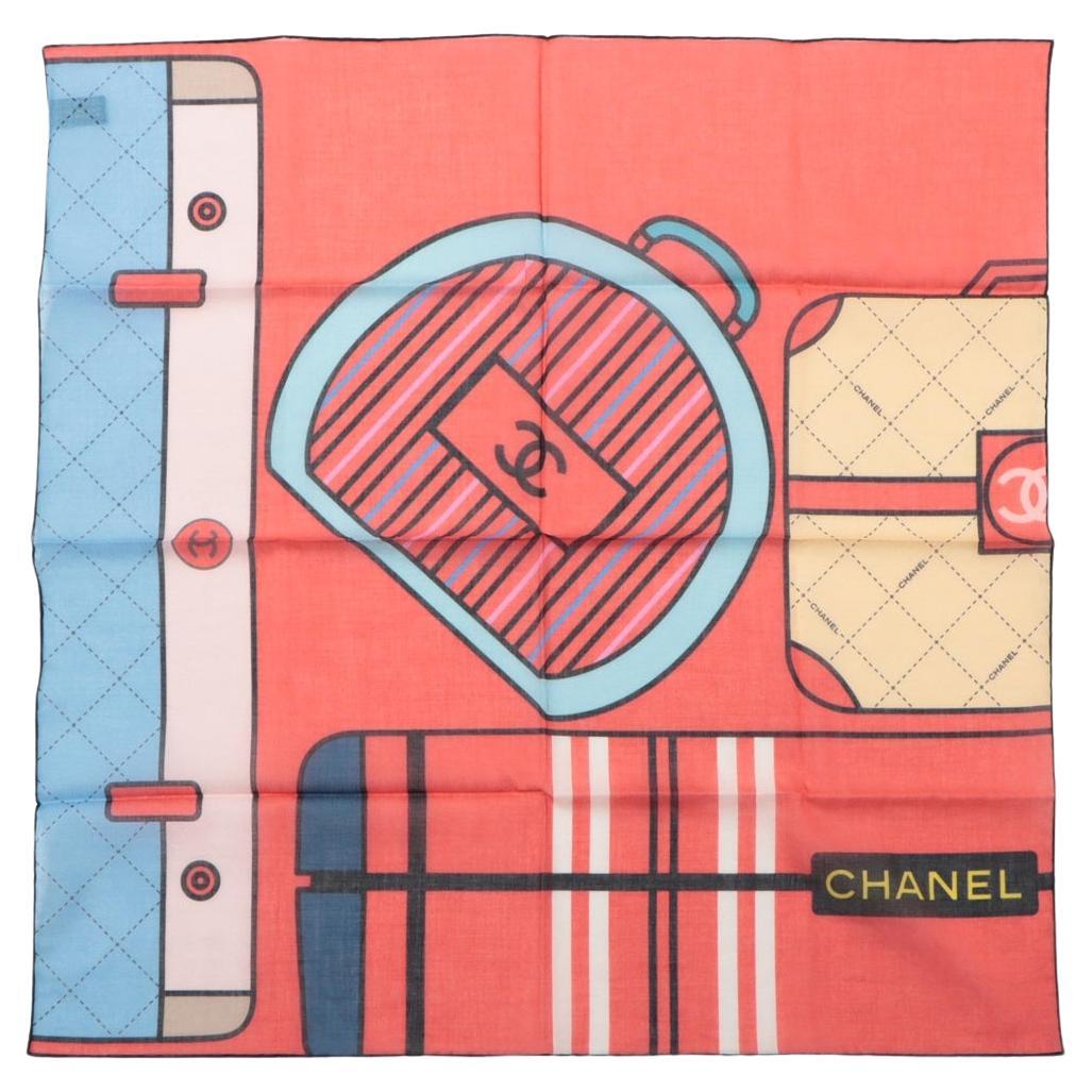 Chanel Printed Cotton Multicolor Scarf For Sale