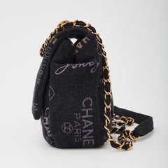 Chanel Printed Logo Black Denim Large Graffiti Flap Bag (2021)