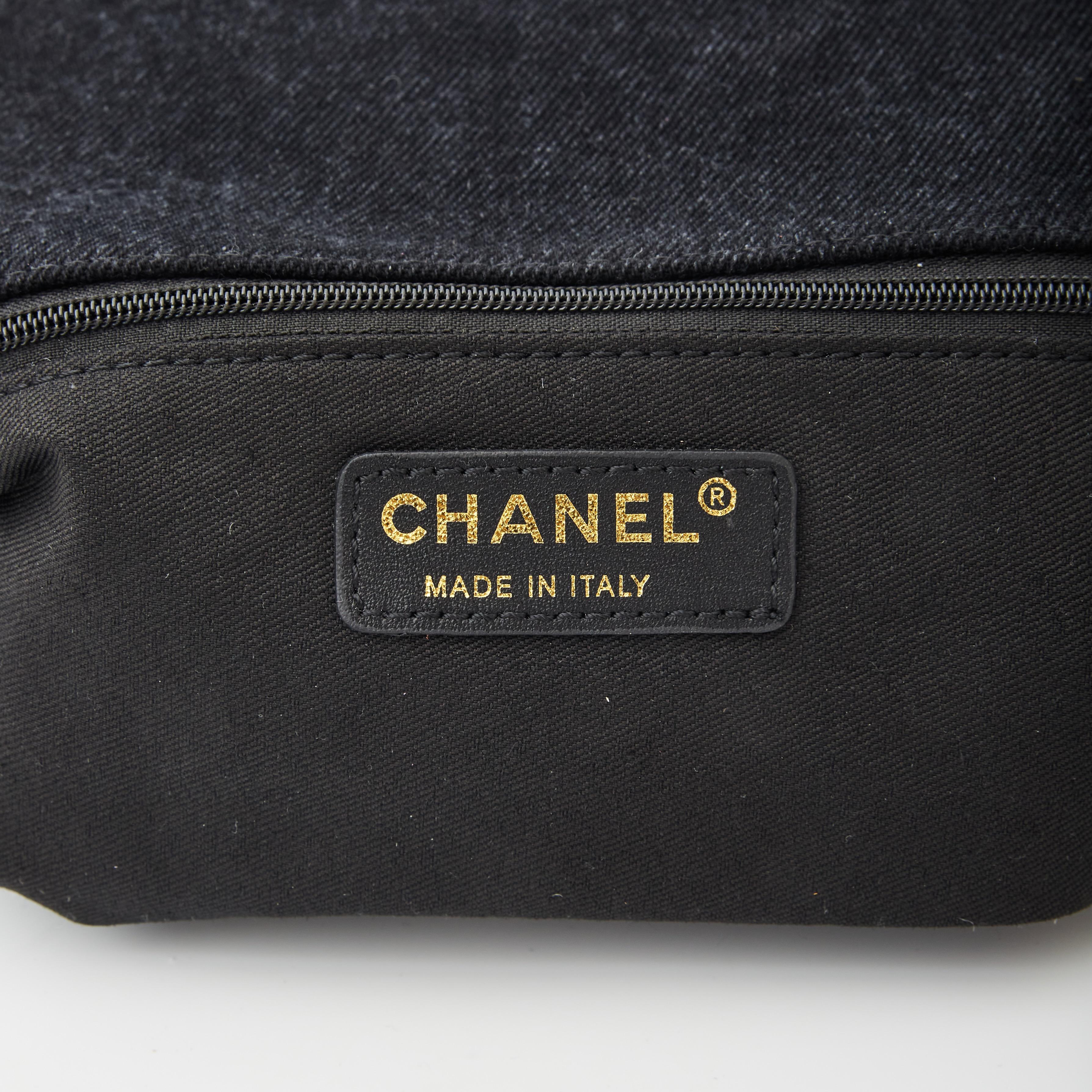 Chanel Printed Logo Black Denim Large Graffiti Flap Bag (2021) 1