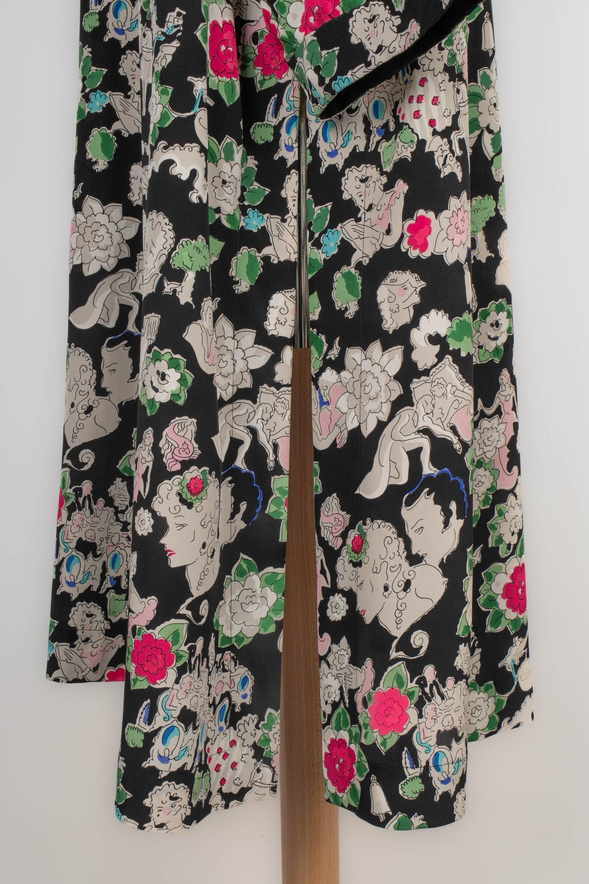 Chanel Printed Silk Long Cardigan, 1980s 1