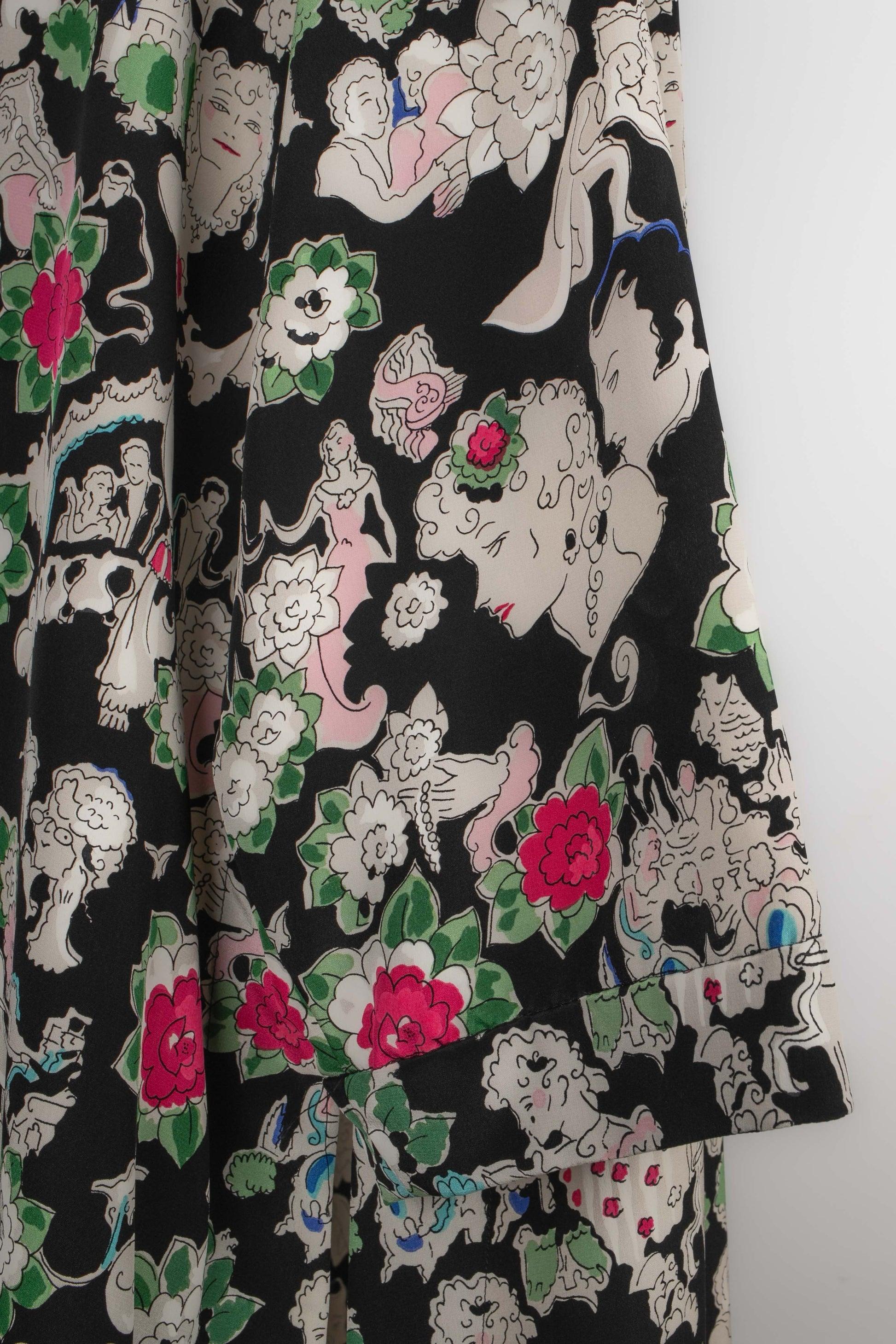 Chanel Printed Silk Long Cardigan, 1980s 2