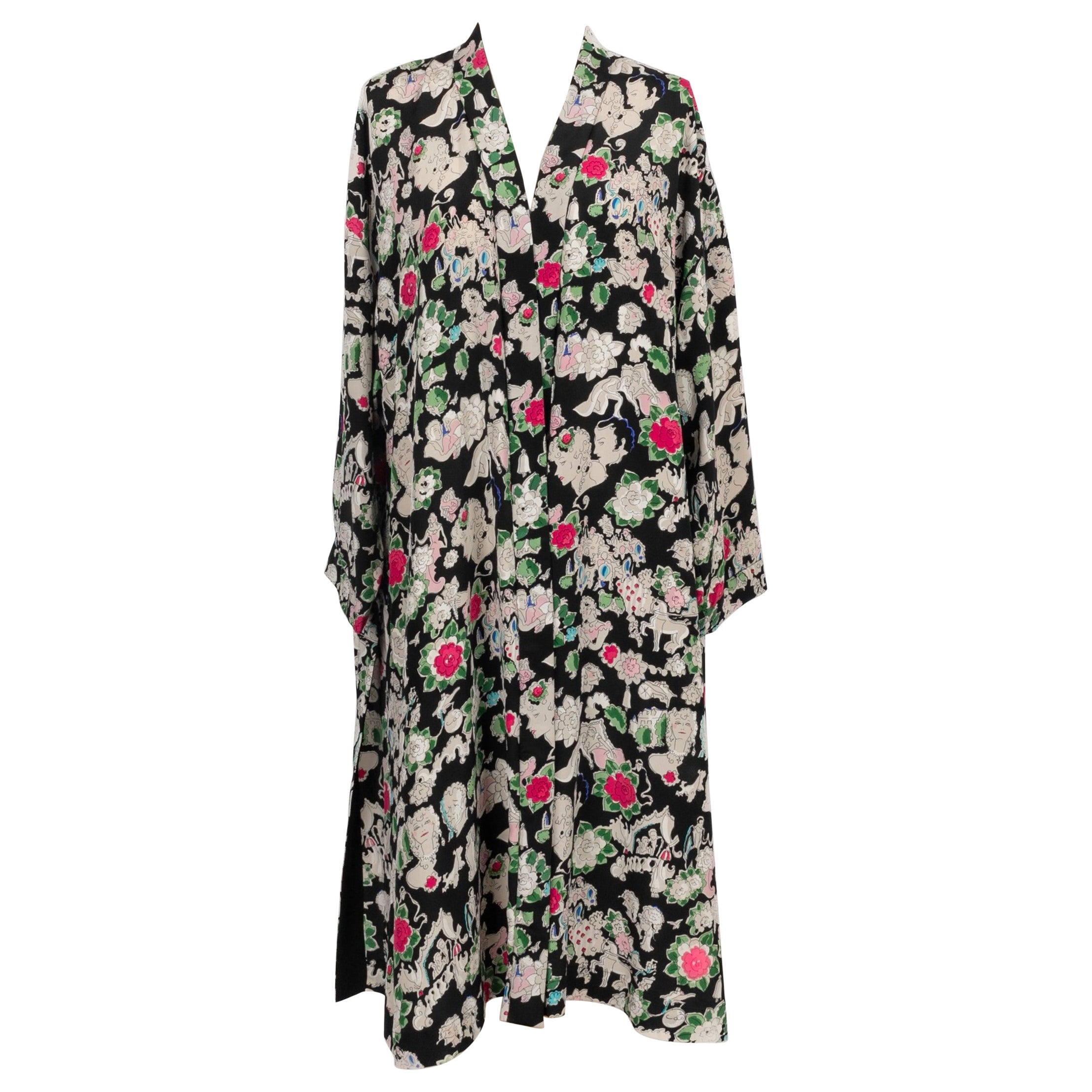 Chanel Printed Silk Long Cardigan, 1980s
