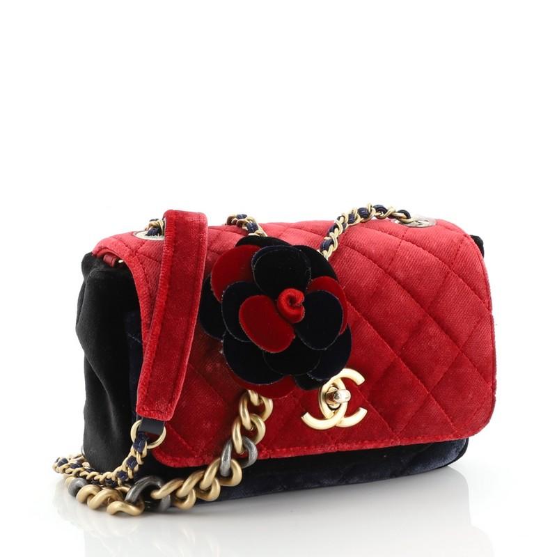 limited edition private affair camellia quilted velvet flap crossbody bag
