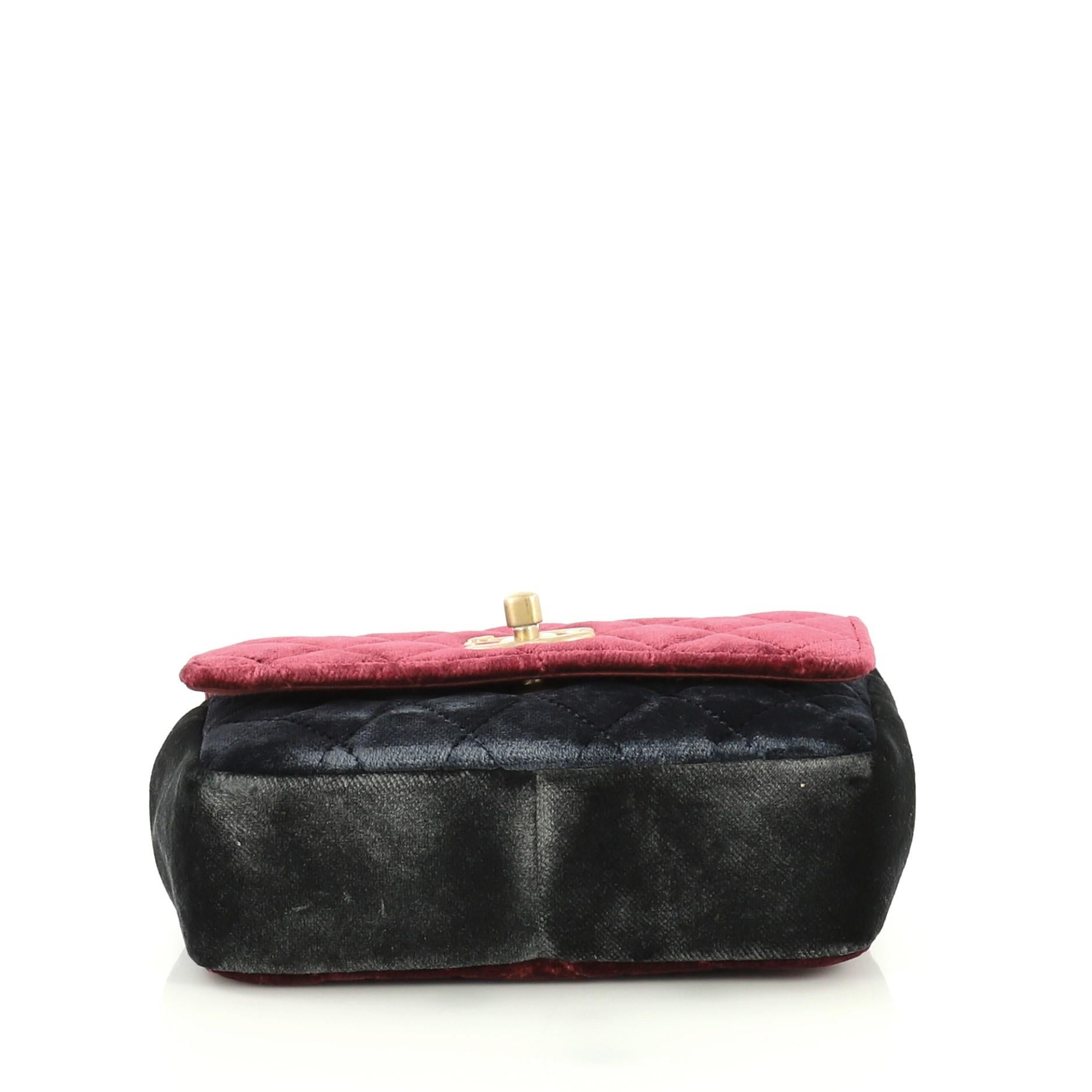 Black Chanel Private Affair Camellia Flap Bag Quilted Velvet Small