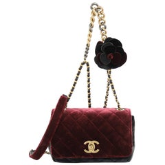  Chanel Private Affair Camellia Flap Bag Quilted Velvet Small