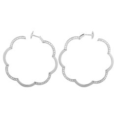 Chanel Profil de Camélia 18 Karat White Gold Diamond Large Hoop Earrings