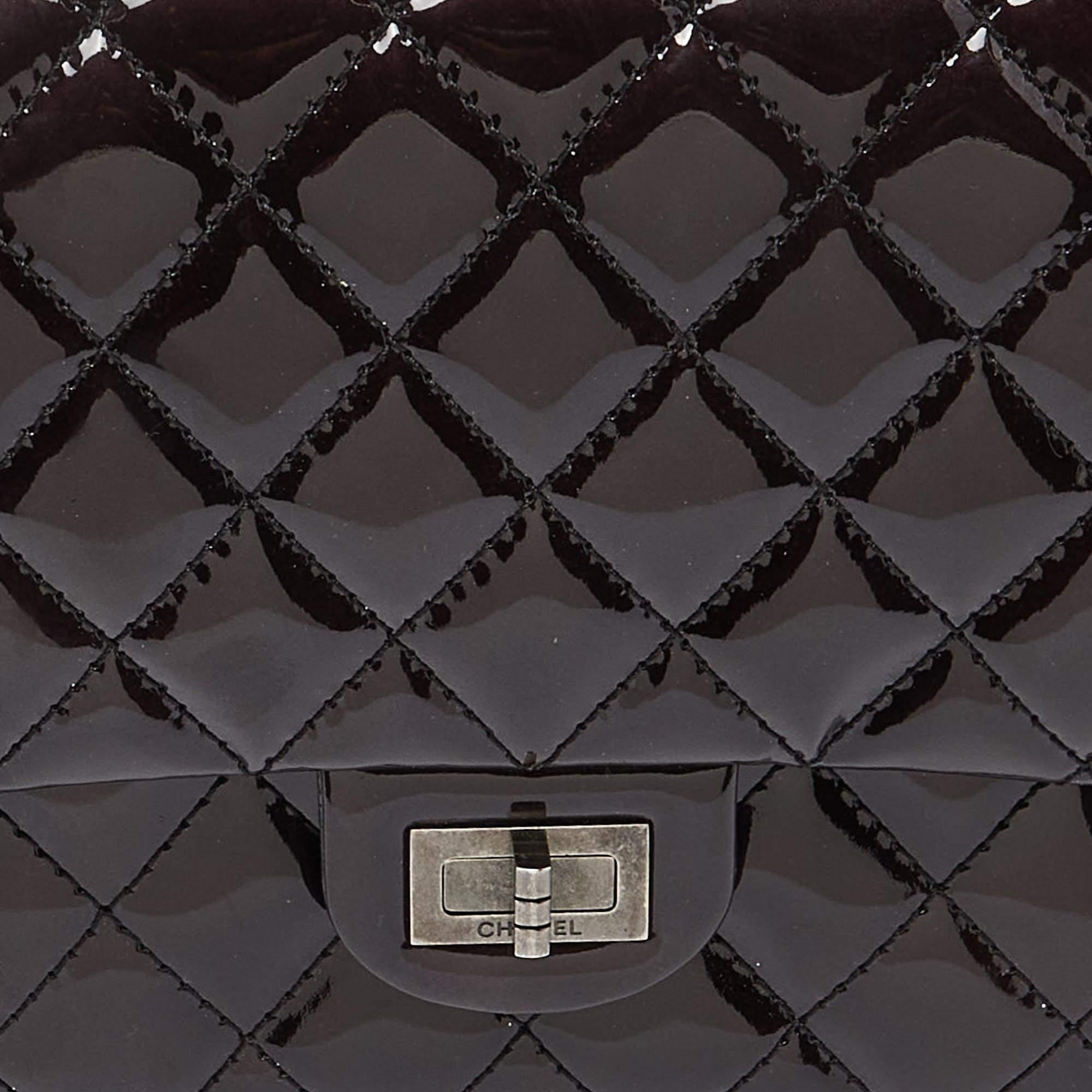 Women's Chanel Prune Quilted Patent Leather Classic 2.55 Reissue 226 Double Flap Bag