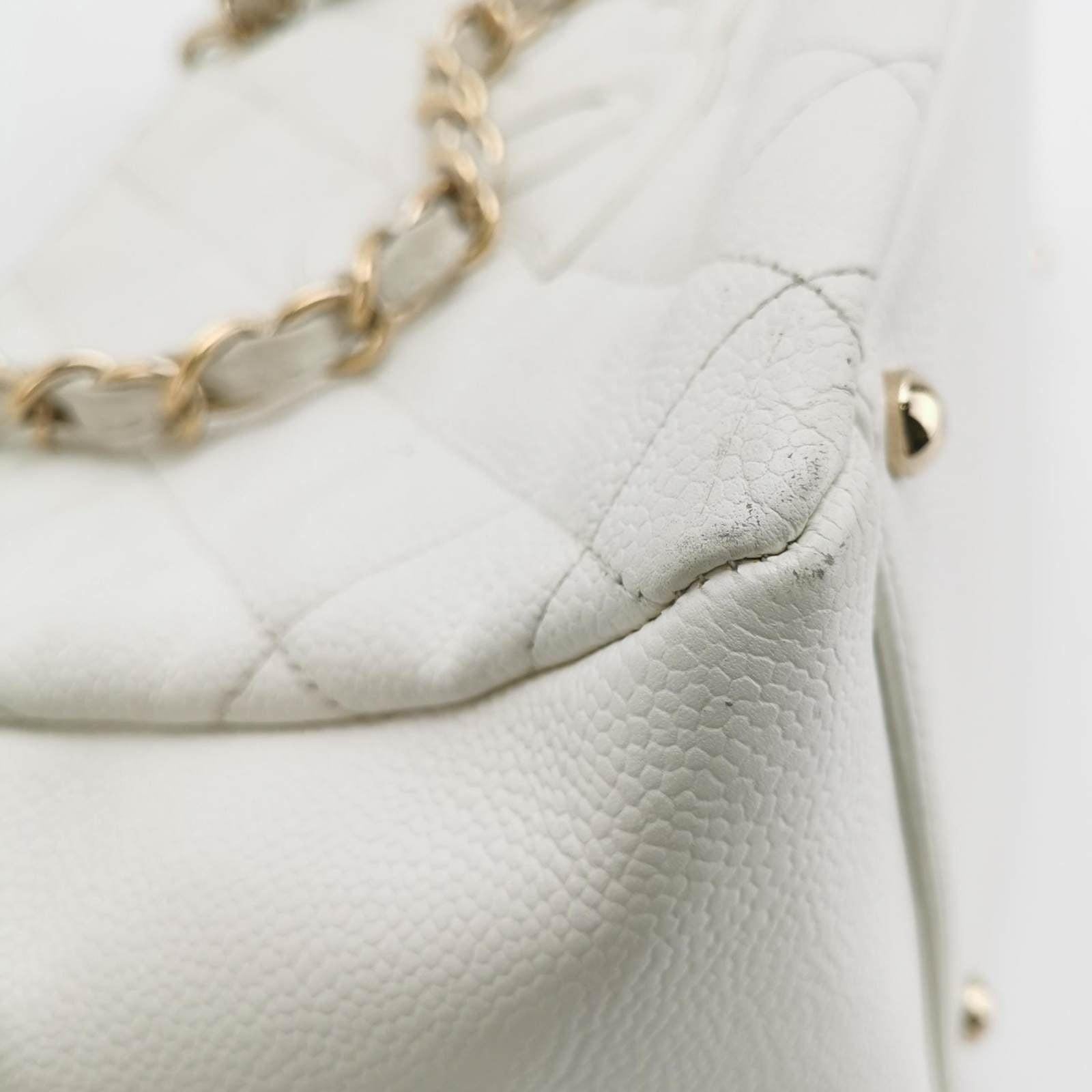 Chanel PST Petite Shopping Tote 2002 White Caviar Leather Chain Bag 6