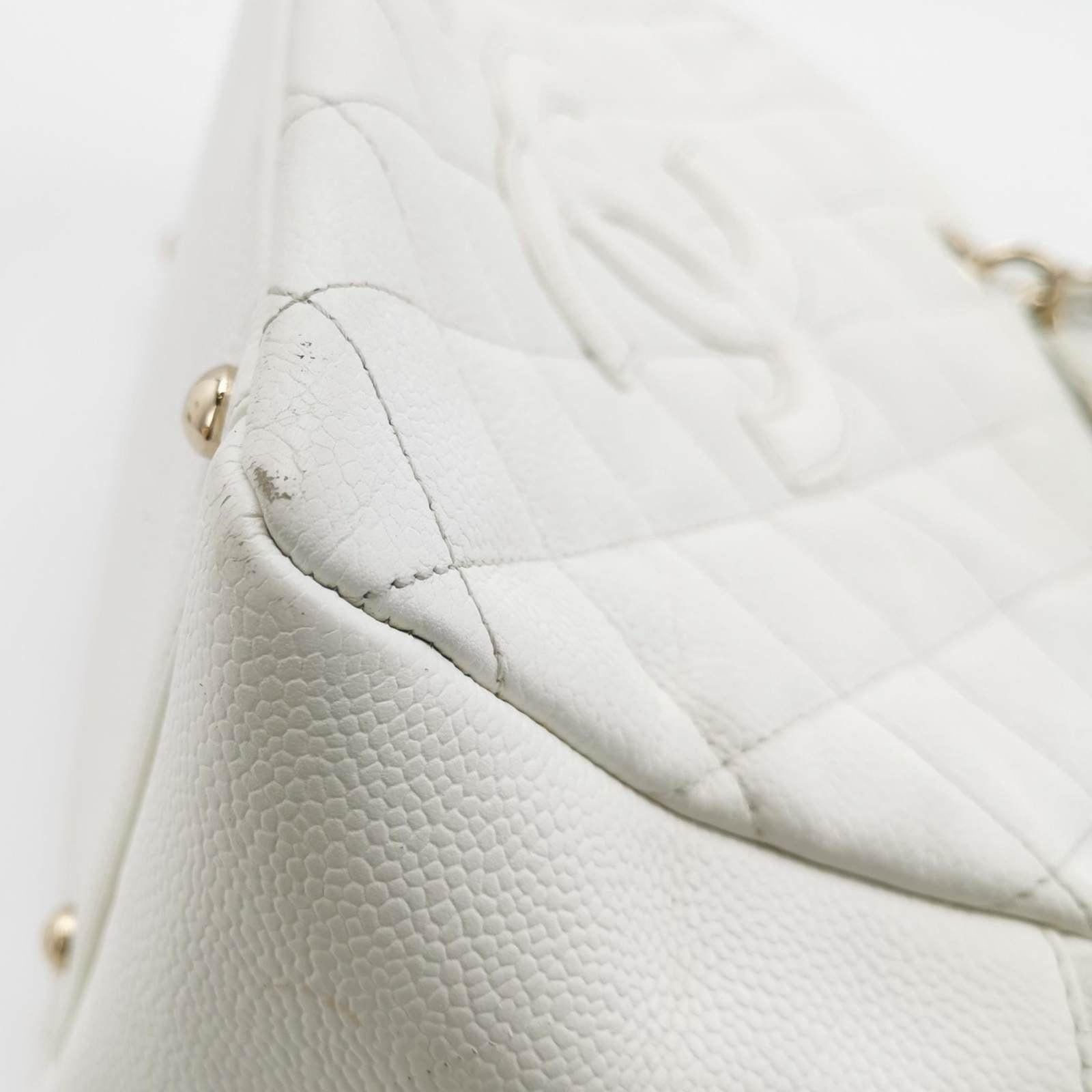 Chanel PST Petite Shopping Tote 2002 White Caviar Leather Chain Bag 7