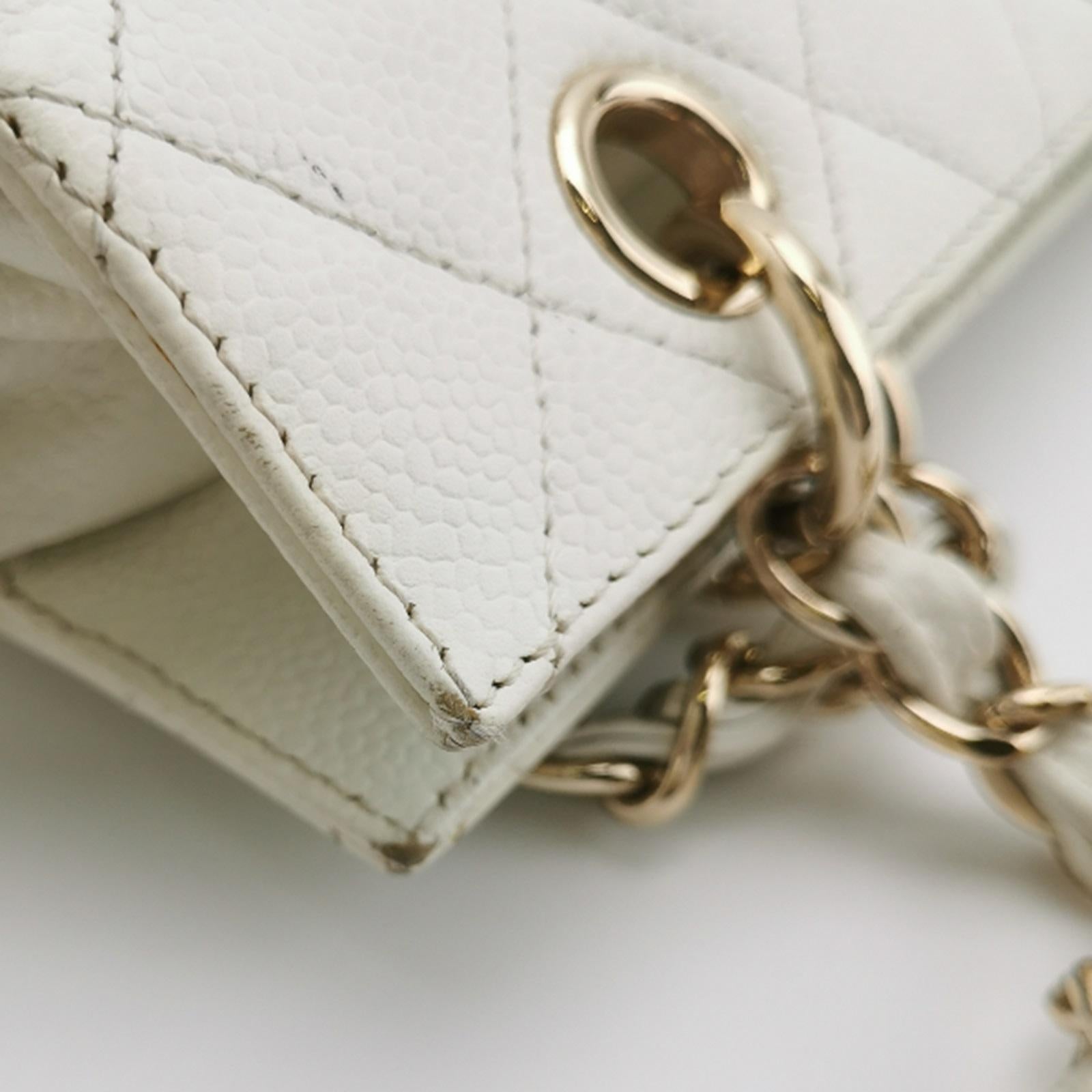Chanel PST Petite Shopping Tote 2002 White Caviar Leather Chain Bag 8