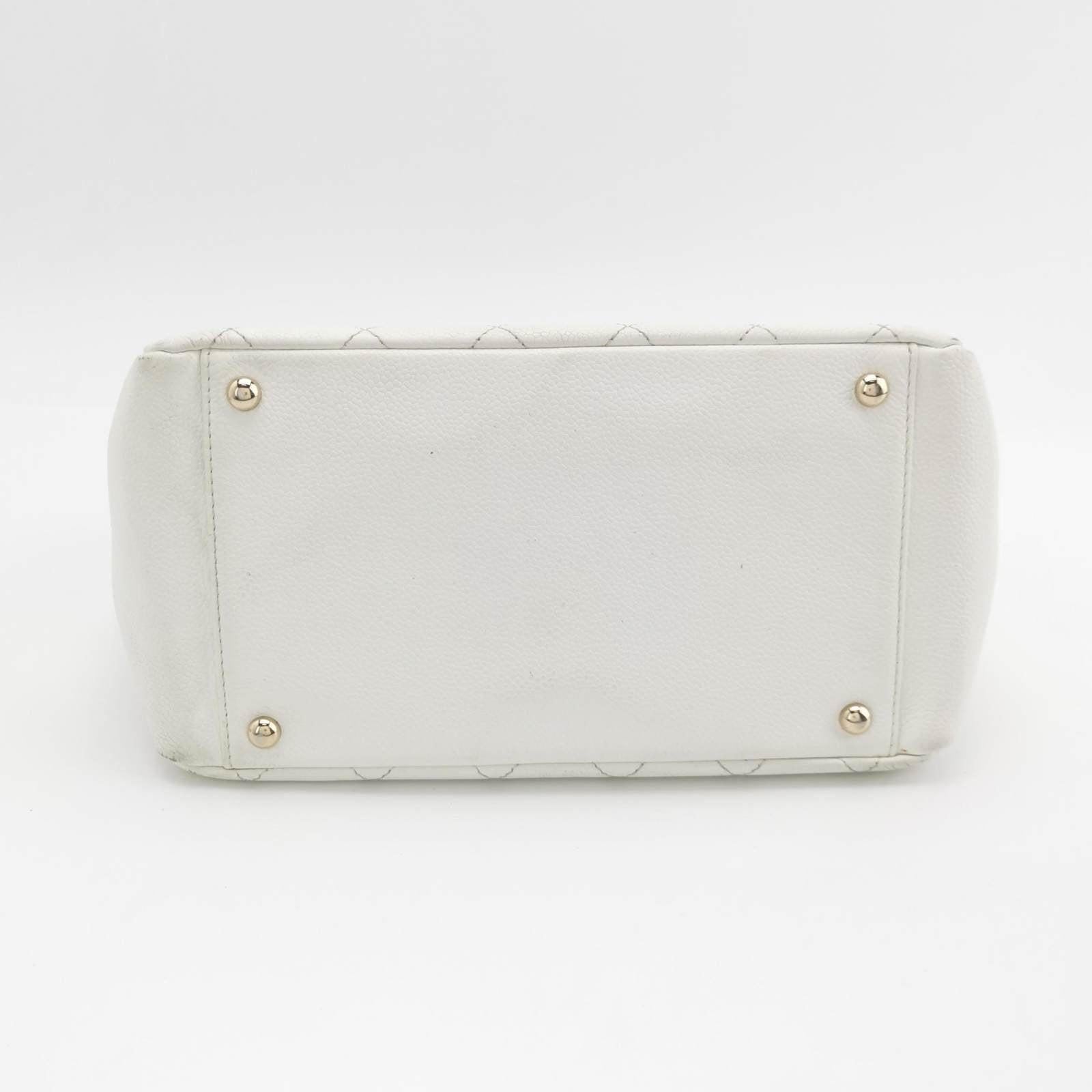 Chanel PST Petite Shopping Tote 2002 White Caviar Leather Chain Bag 1