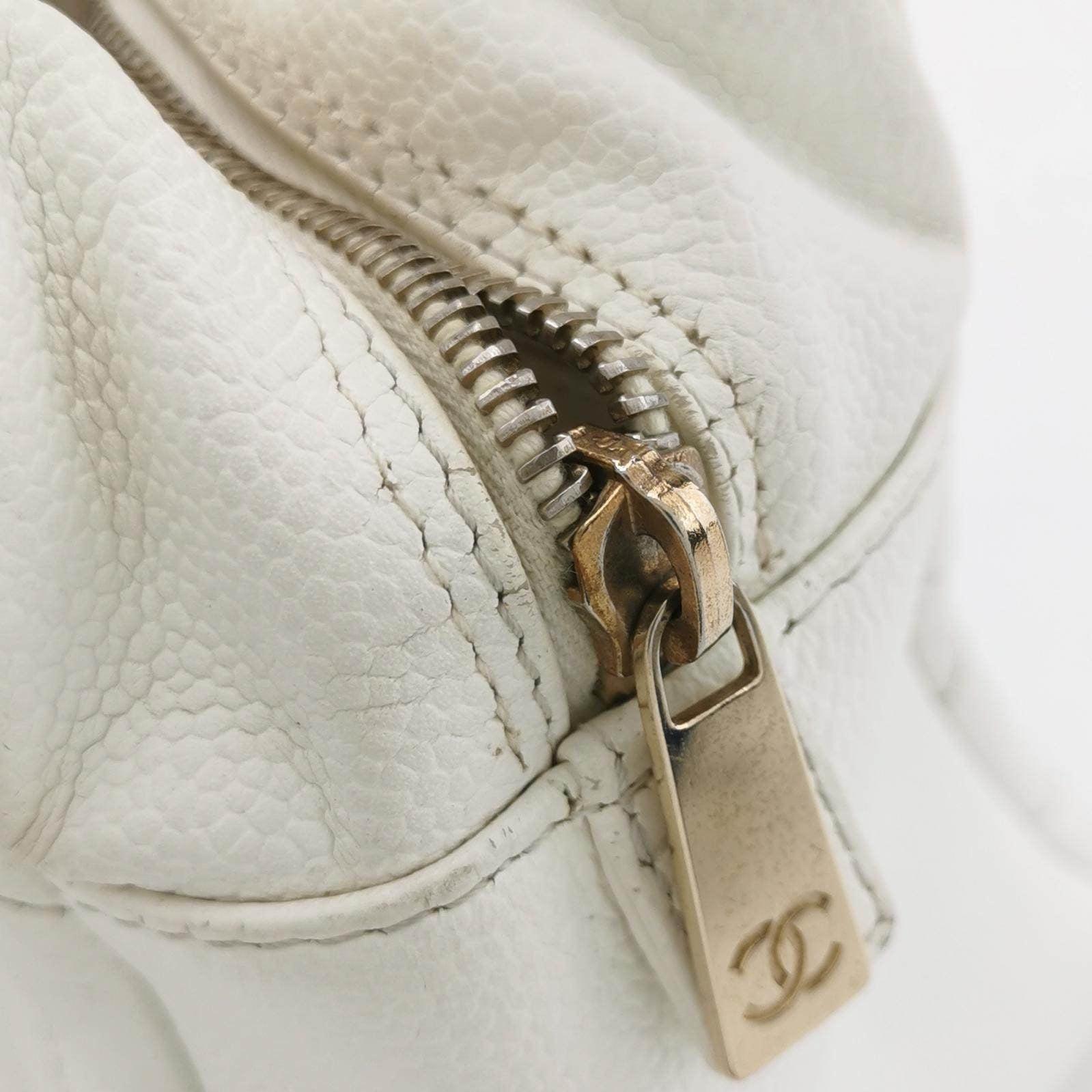 Chanel PST Petite Shopping Tote 2002 White Caviar Leather Chain Bag 3