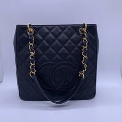 Chanel PST Petite Shopping Tote Black Caviar Gold Hardware Bag