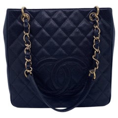 Chanel PST Petite Shopping Tote Black Caviar Gold Hardware Bag